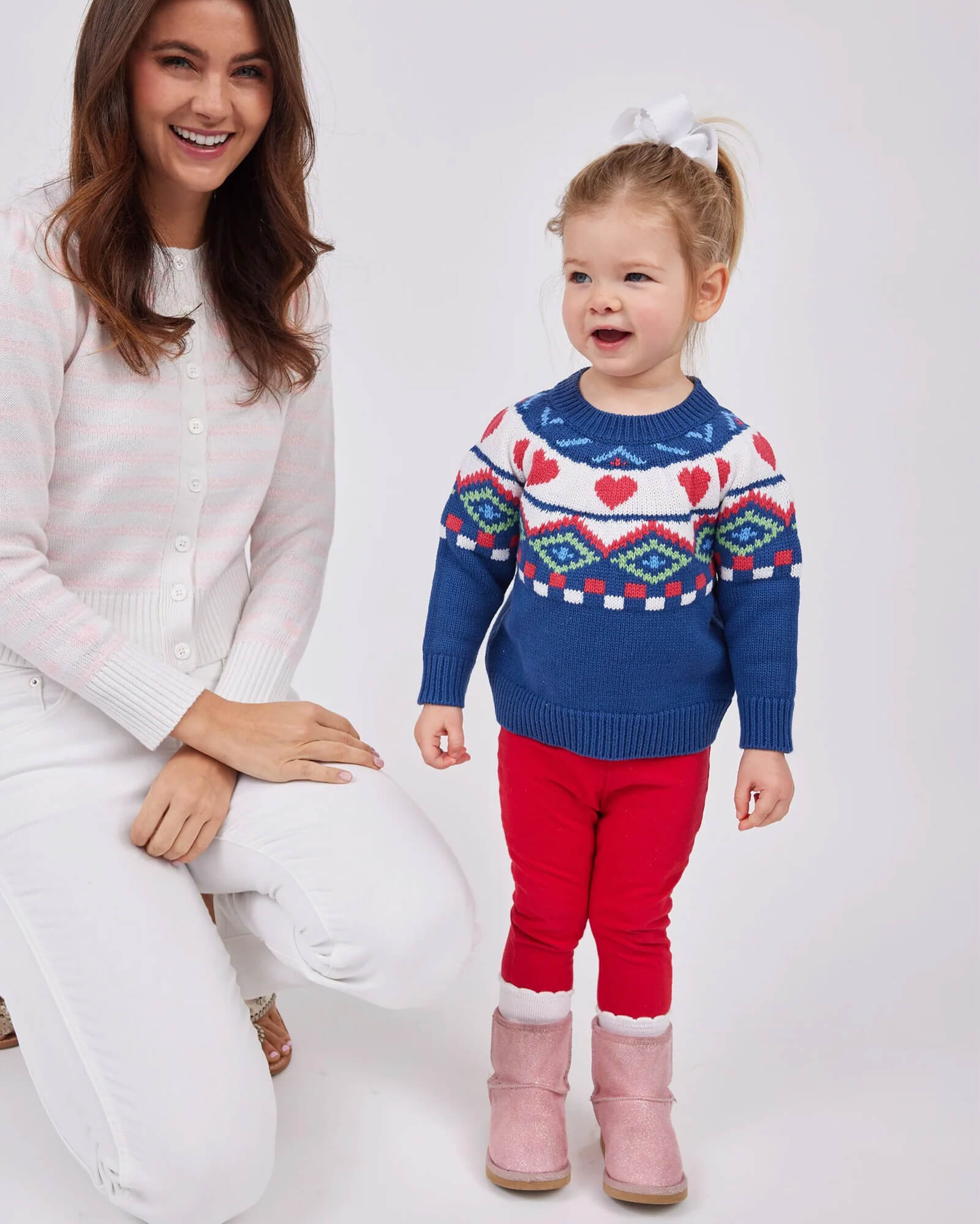 Blue Kids Heart Fair Isle Sweater