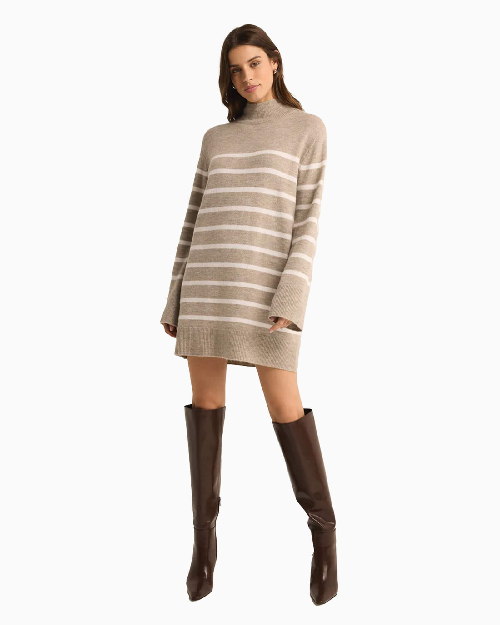 Finn Stripe Turtleneck Sweater Mini Dress