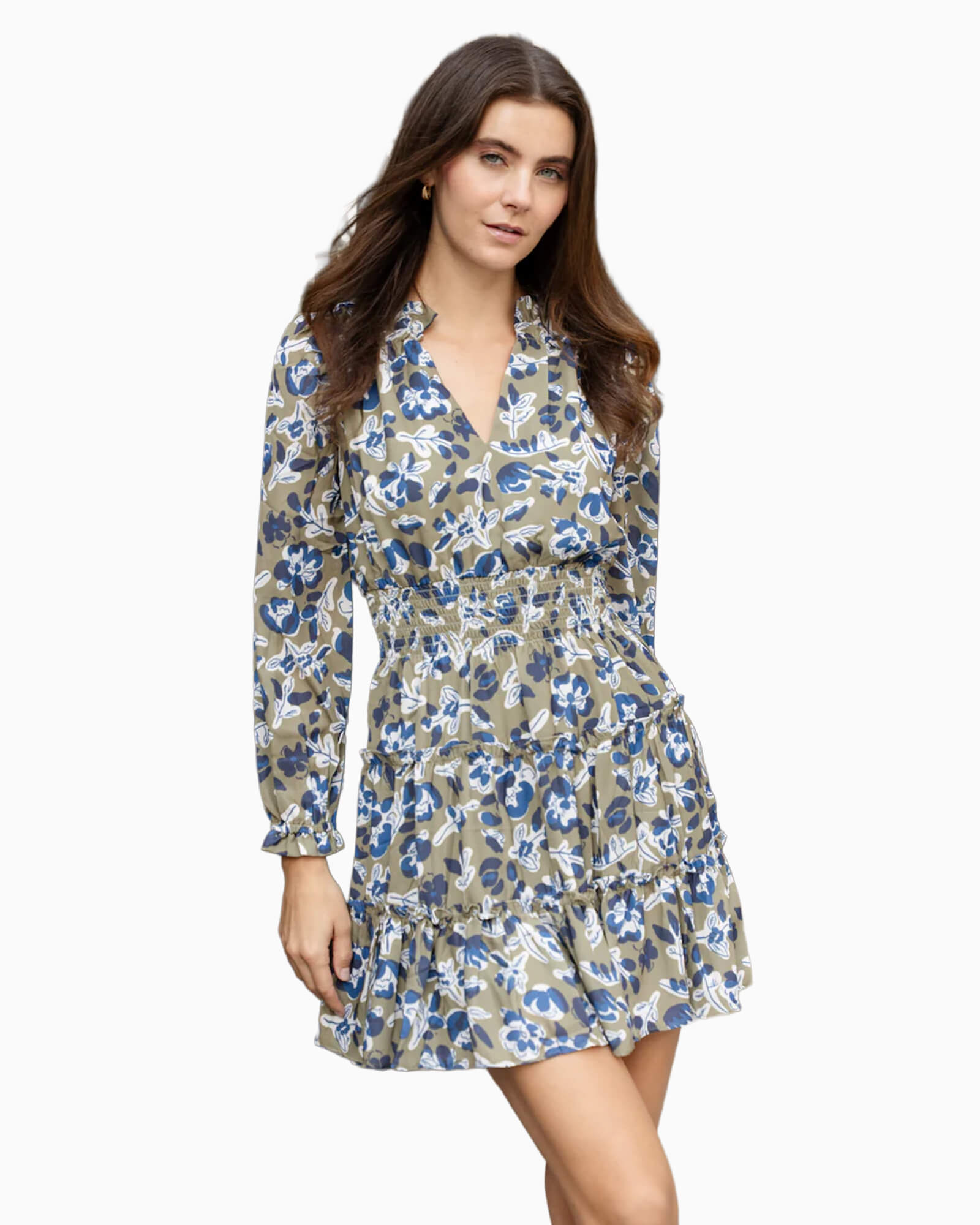 Falling Floral Smocked Waist Mini Dress