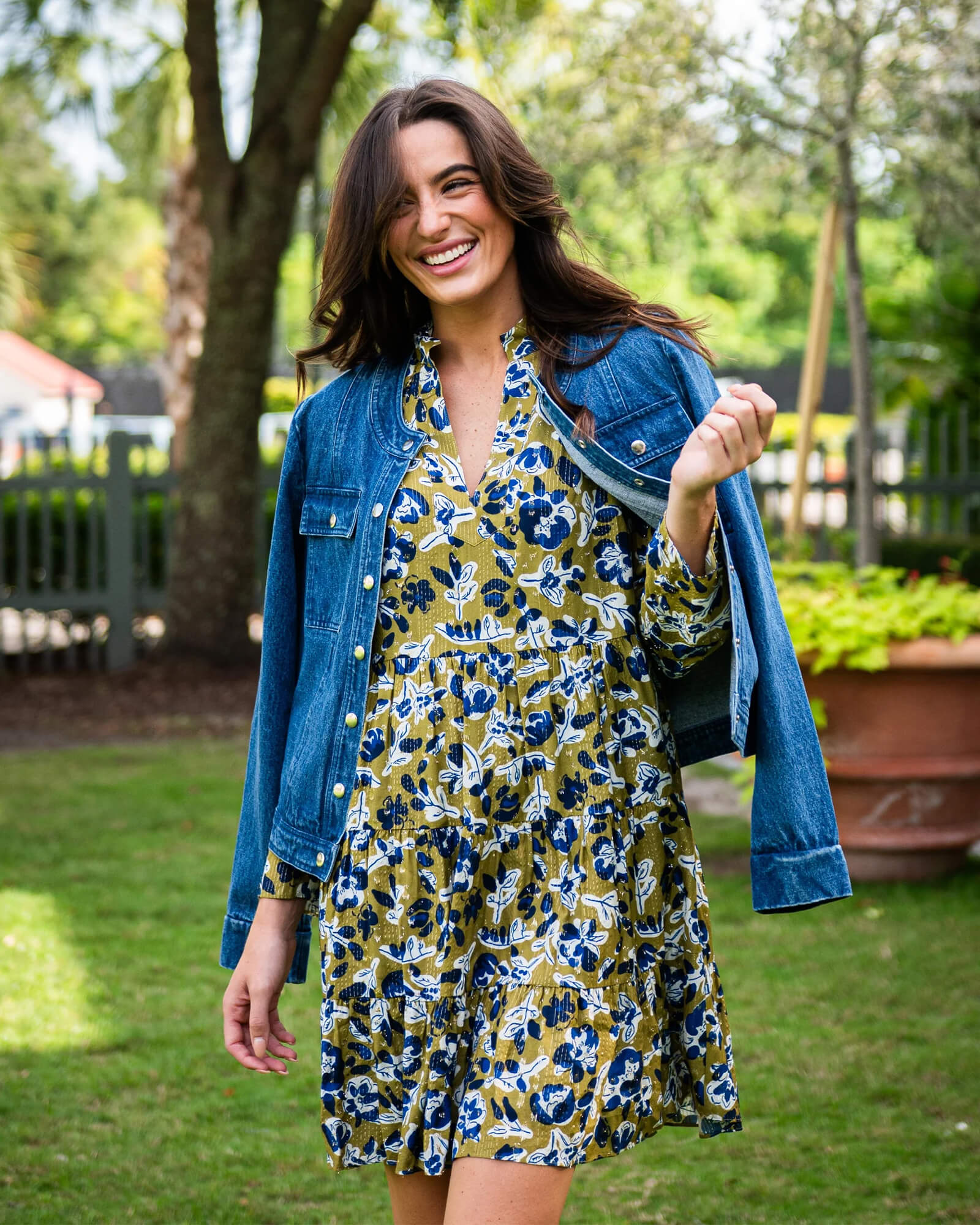 Falling Floral Smocked Waist Mini Dress