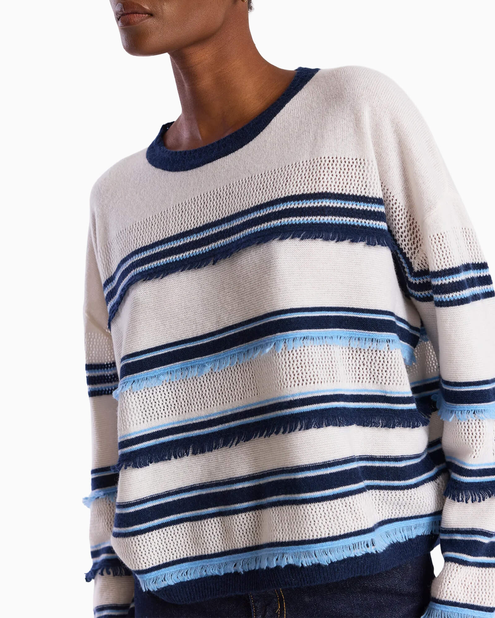 Funky Stripe Cashmere Crew Neck Jumper