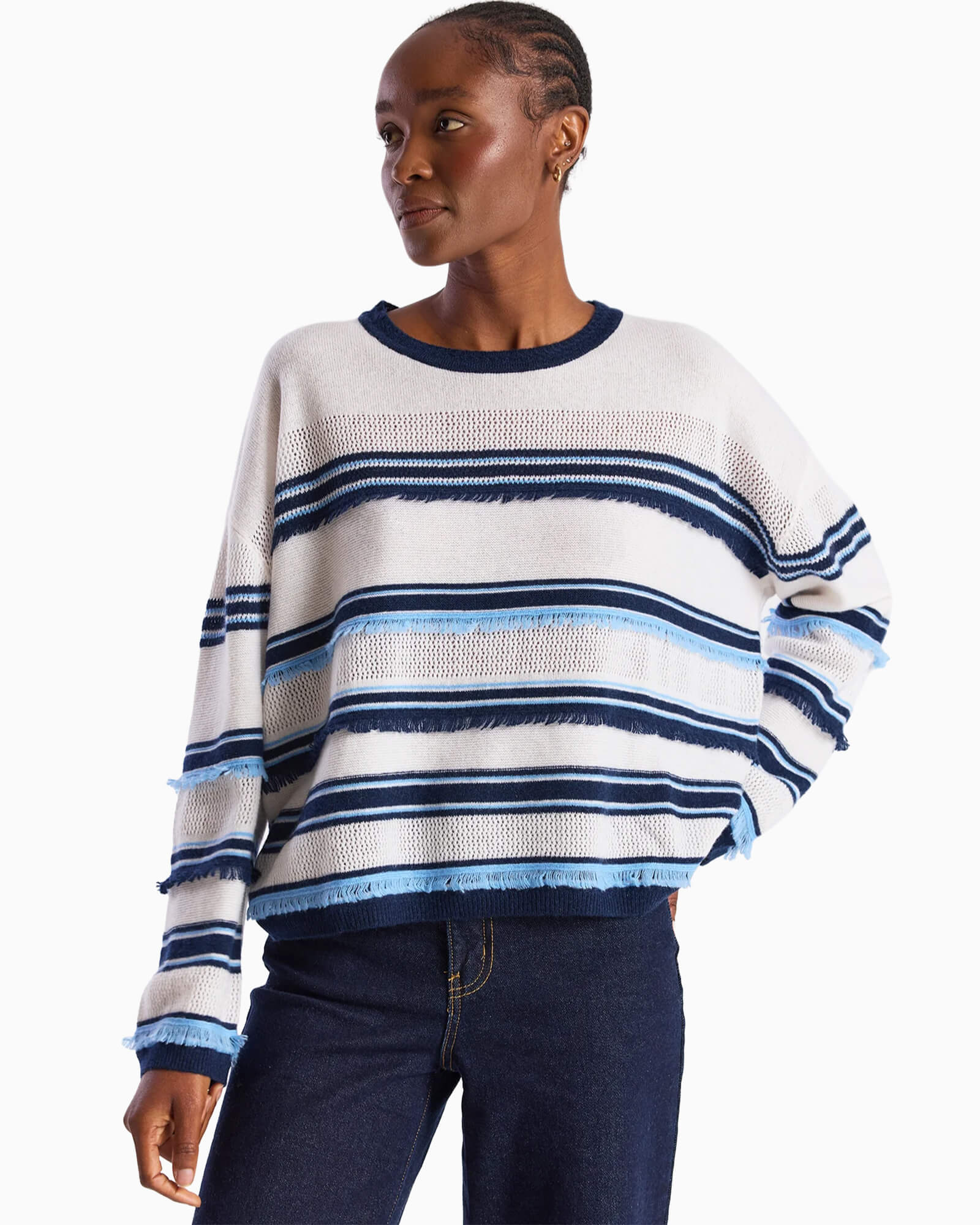 Funky Stripe Cashmere Crew Neck Jumper