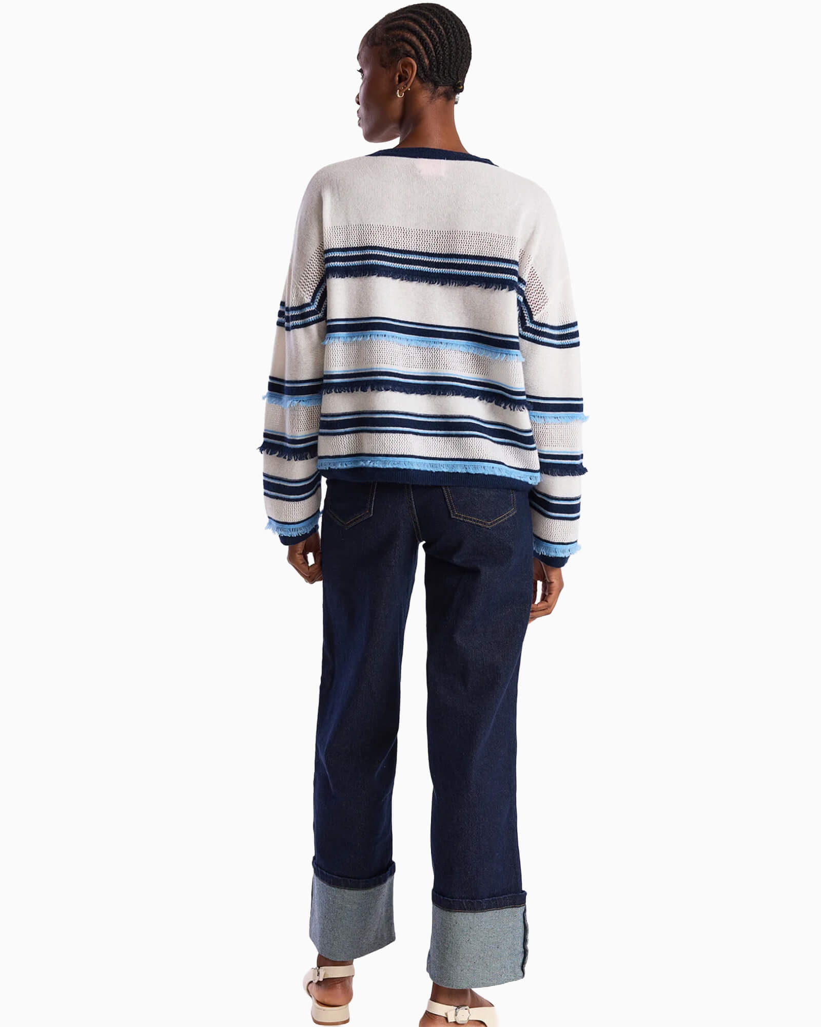 Funky Stripe Cashmere Crew Neck Jumper
