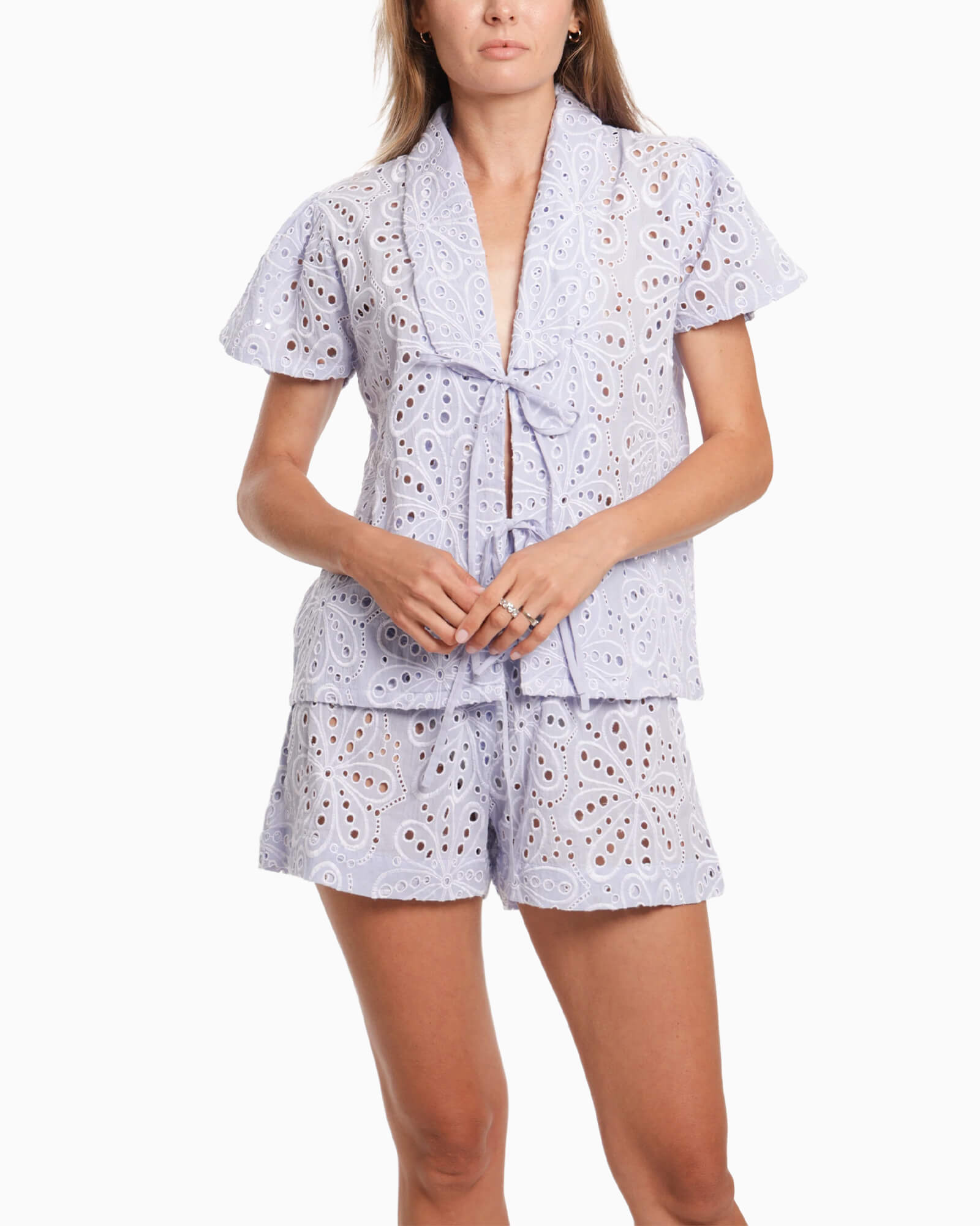 Gala Shorts Blue Eyelet - Purple Poppy