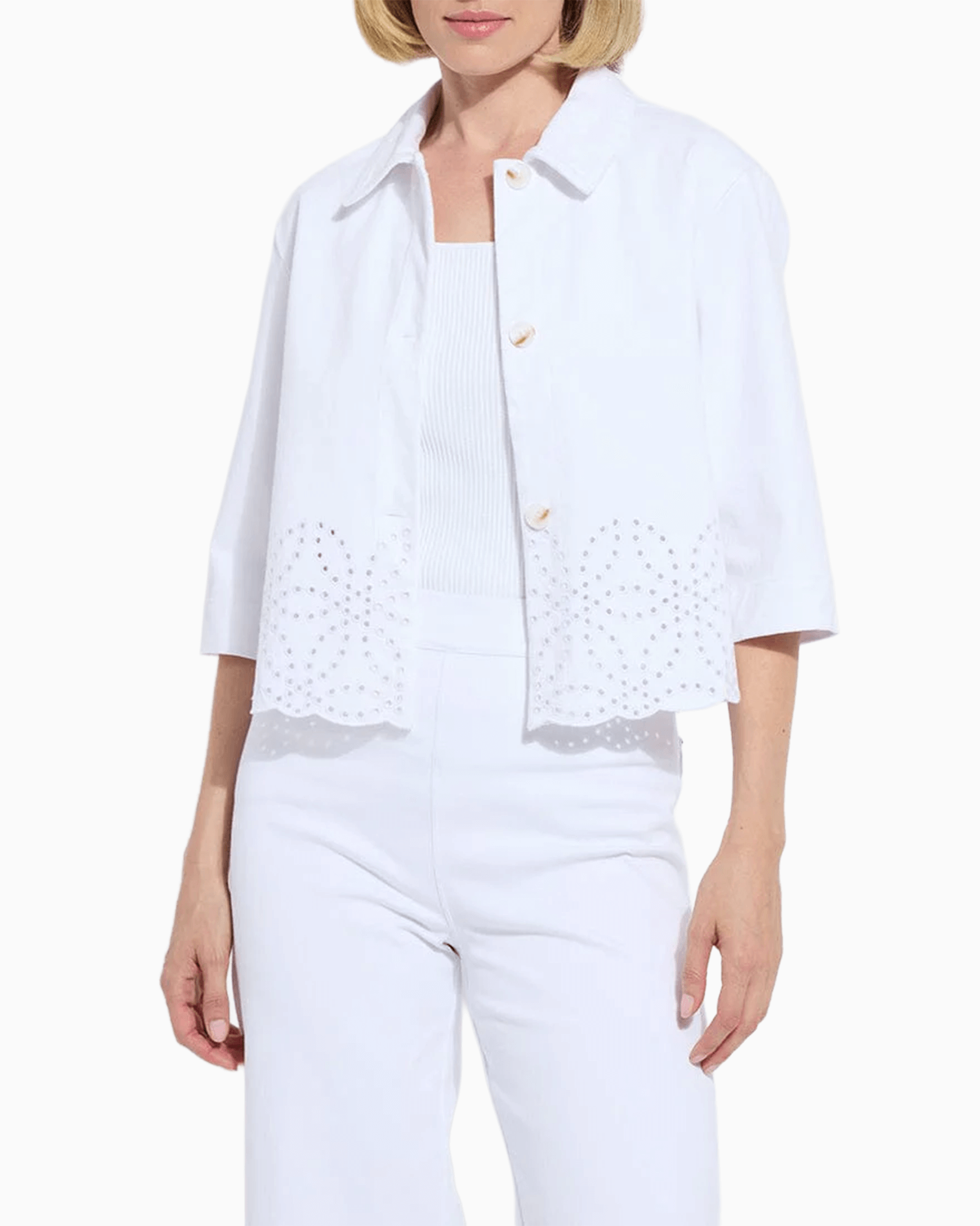 Gem Eyelet Embroidered Denim Jacket