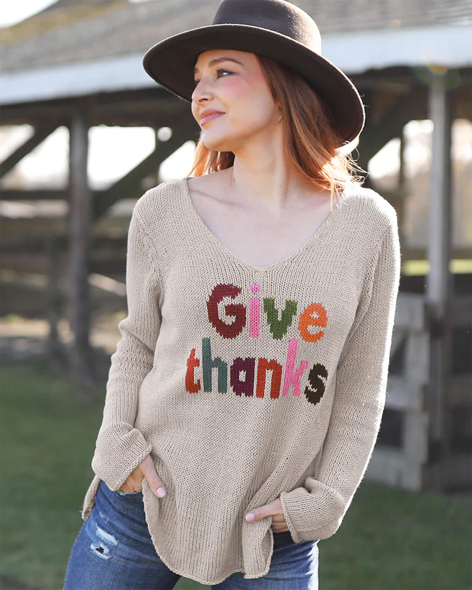 Give Thanks Cotton Sweater