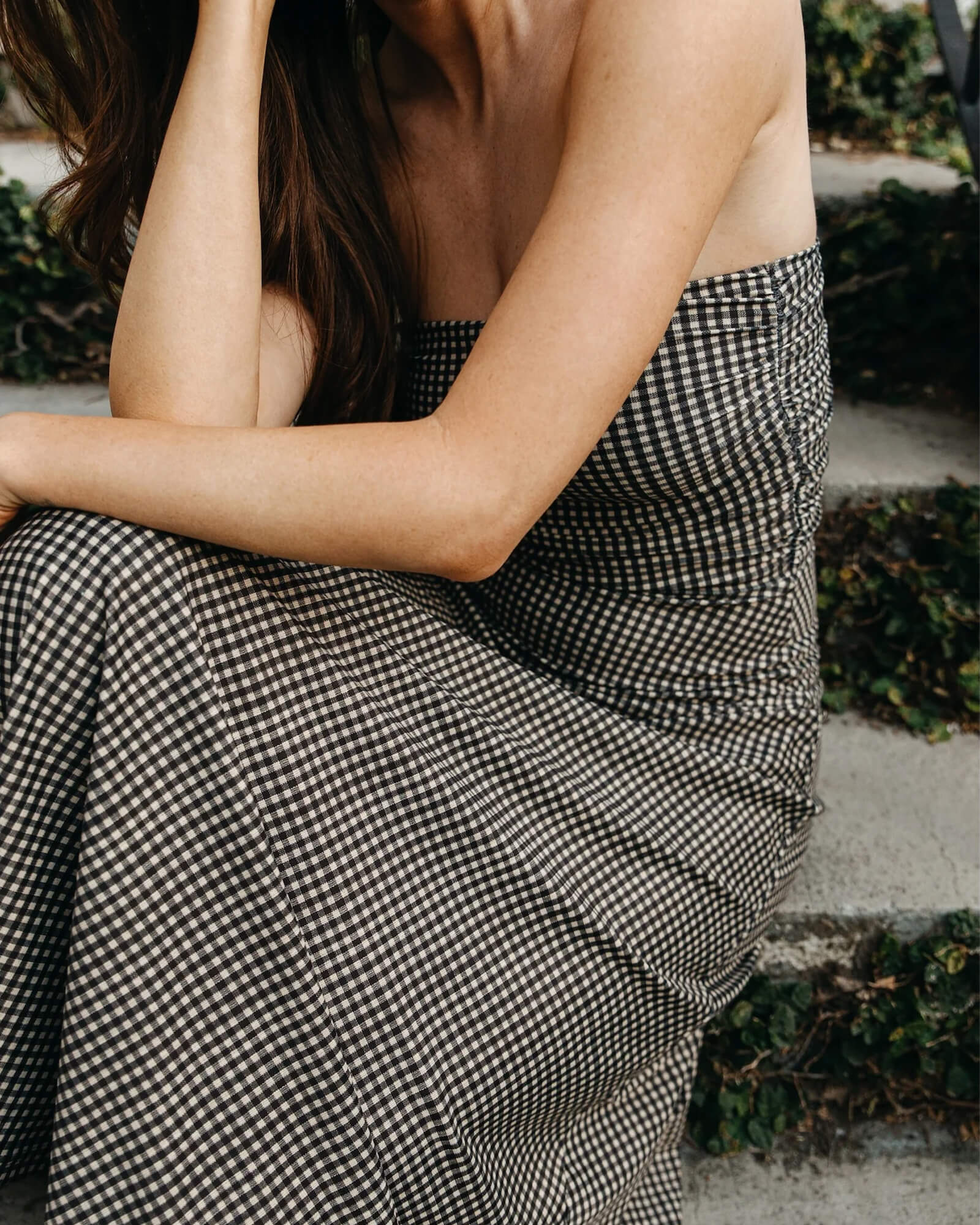 The Gloria Dress Black Beige Gingham