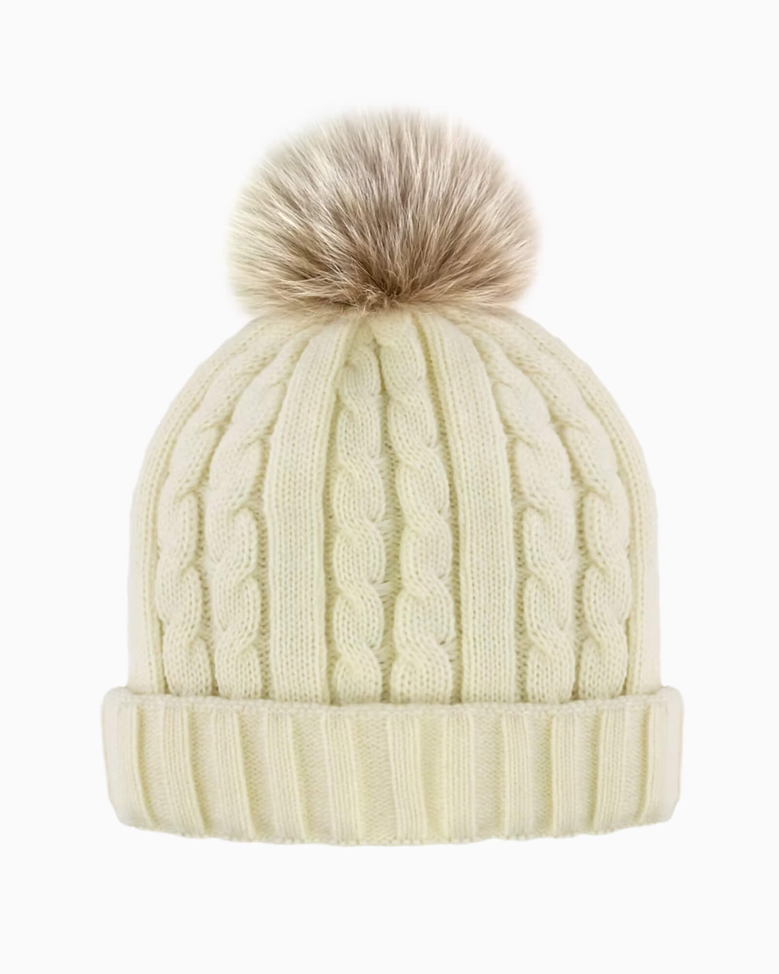 Cable Knit Fleece Lined Beanie Ivory