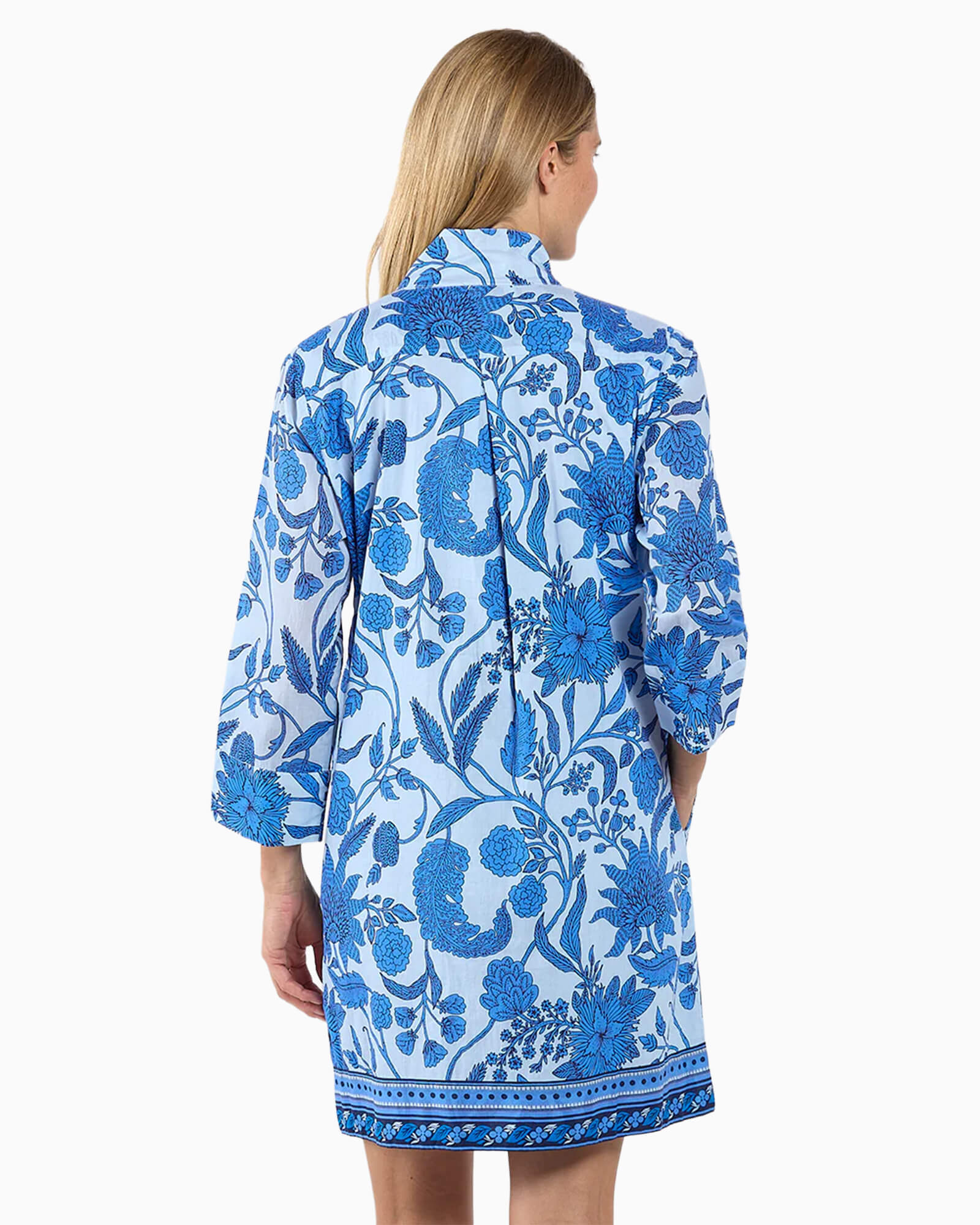 Helen Dress Flora Blockprint Peri - Purple Poppy