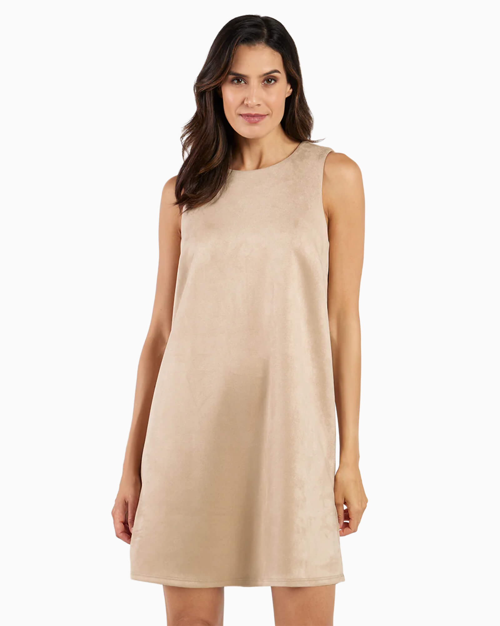 Holly Dress Faux Suede Camel