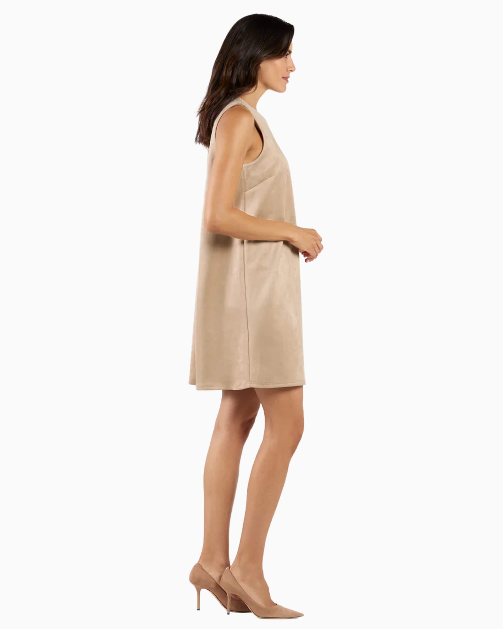 Holly Dress Faux Suede Camel