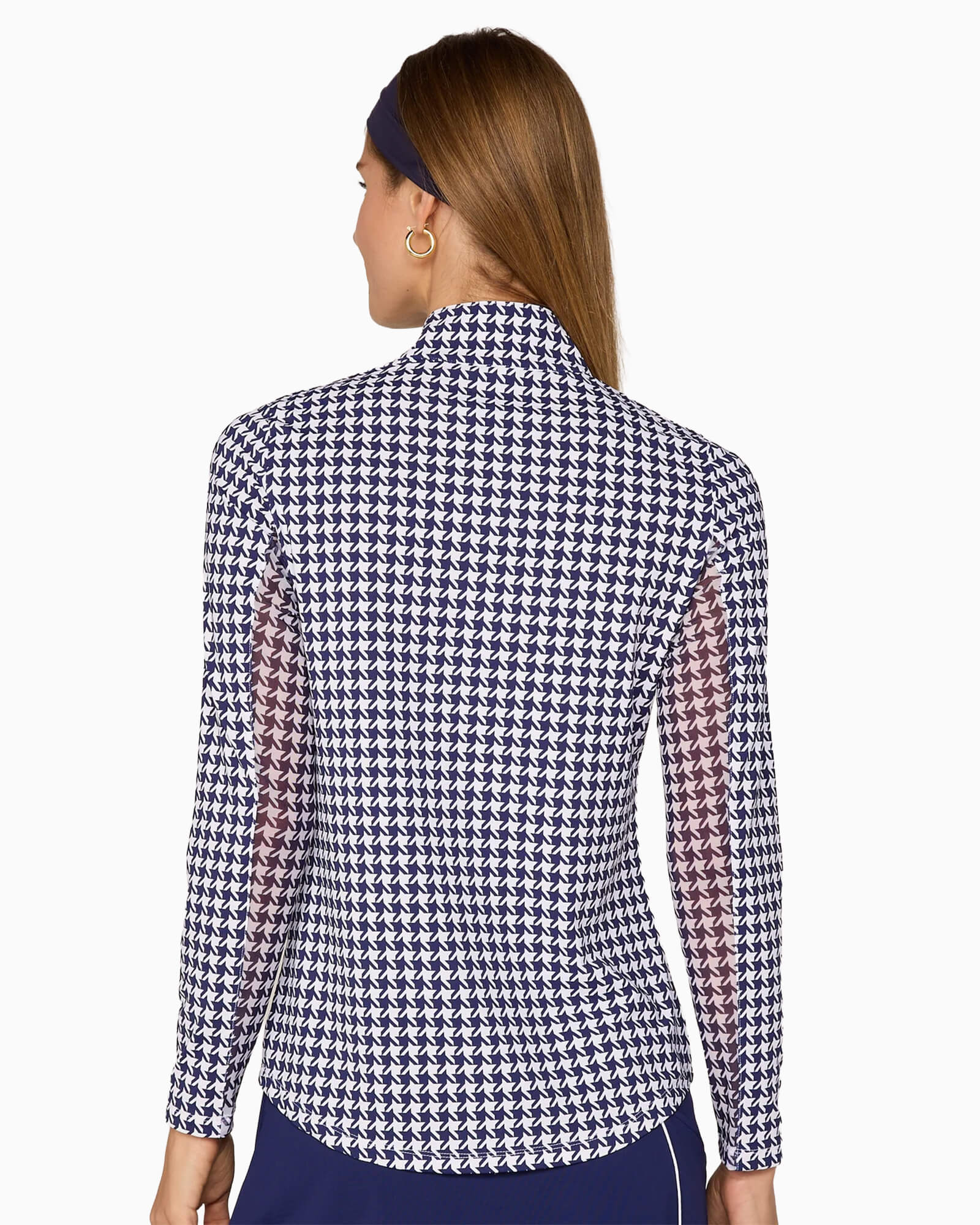 Quarter Zip Sun Protection Top Houndstooth True Navy