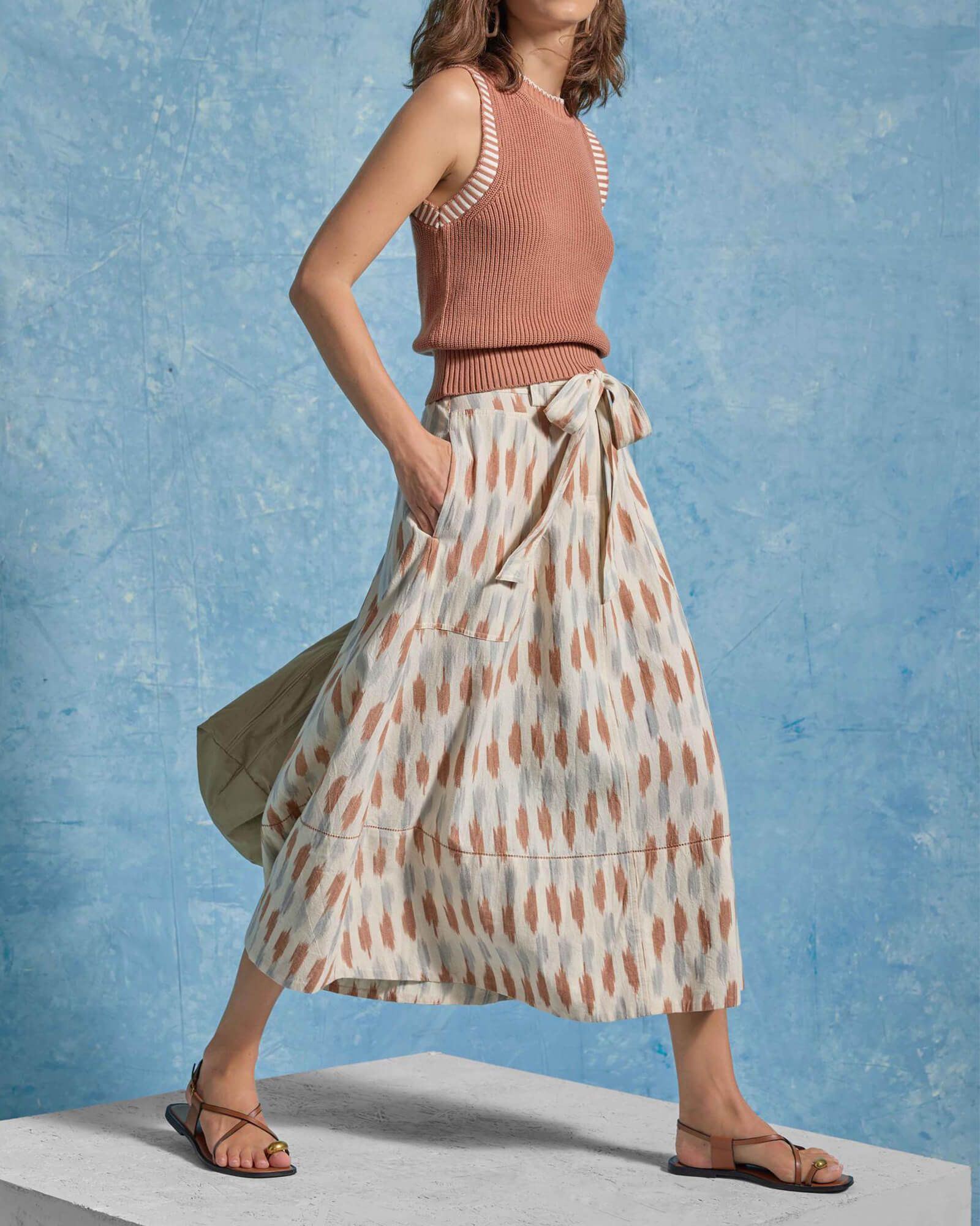 Ikat Long Skirt - Purple Poppy