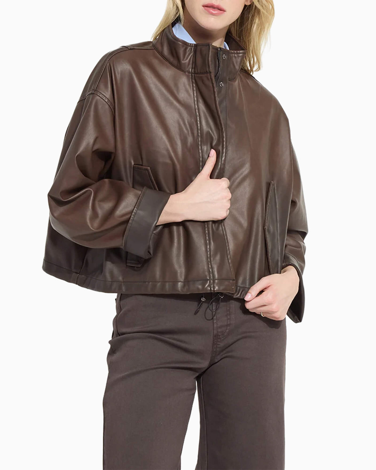 Mina Oversized Washed Vegan Leather Coat