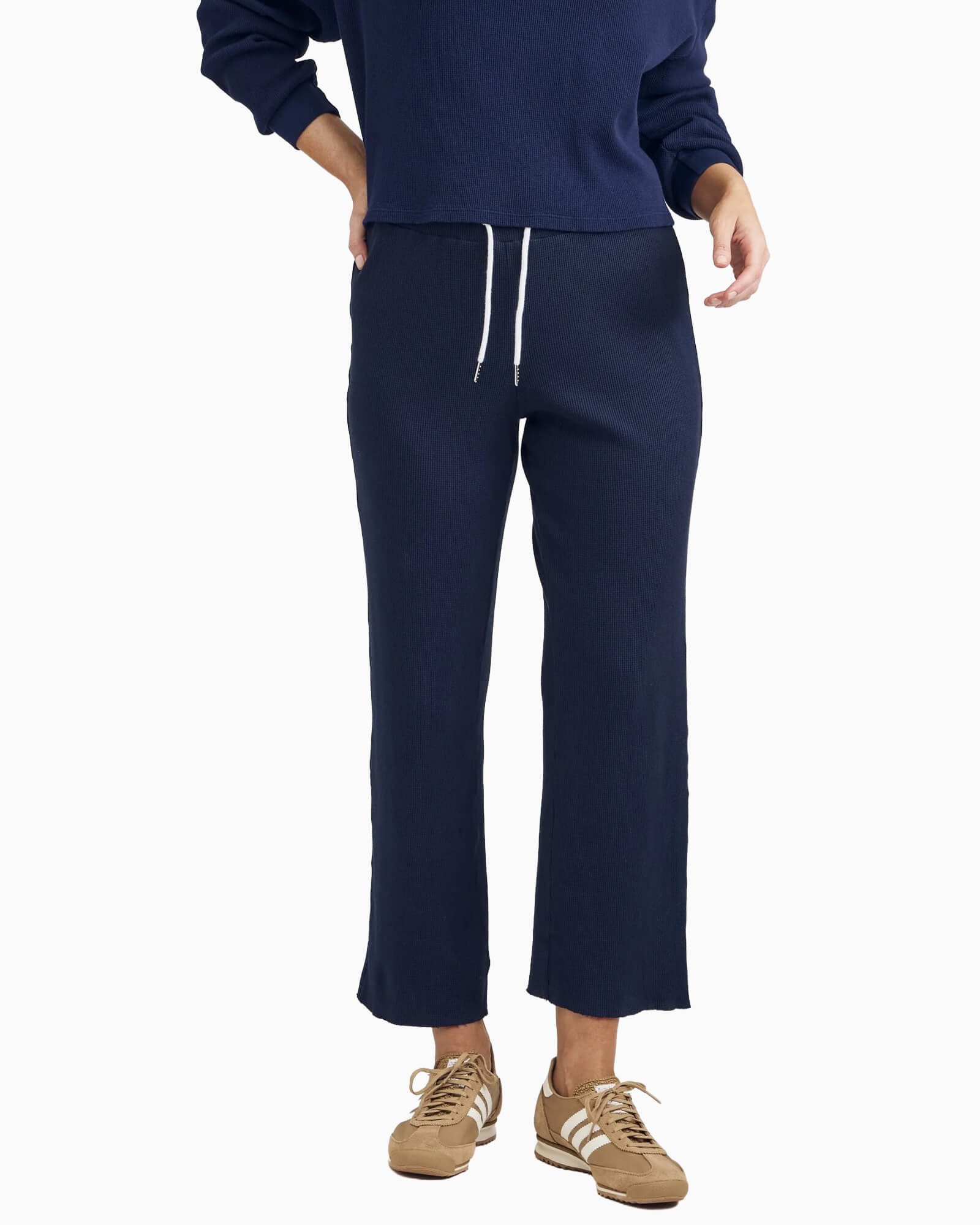 Jo Crop Thermal Sweatpant Navy - Purple Poppy
