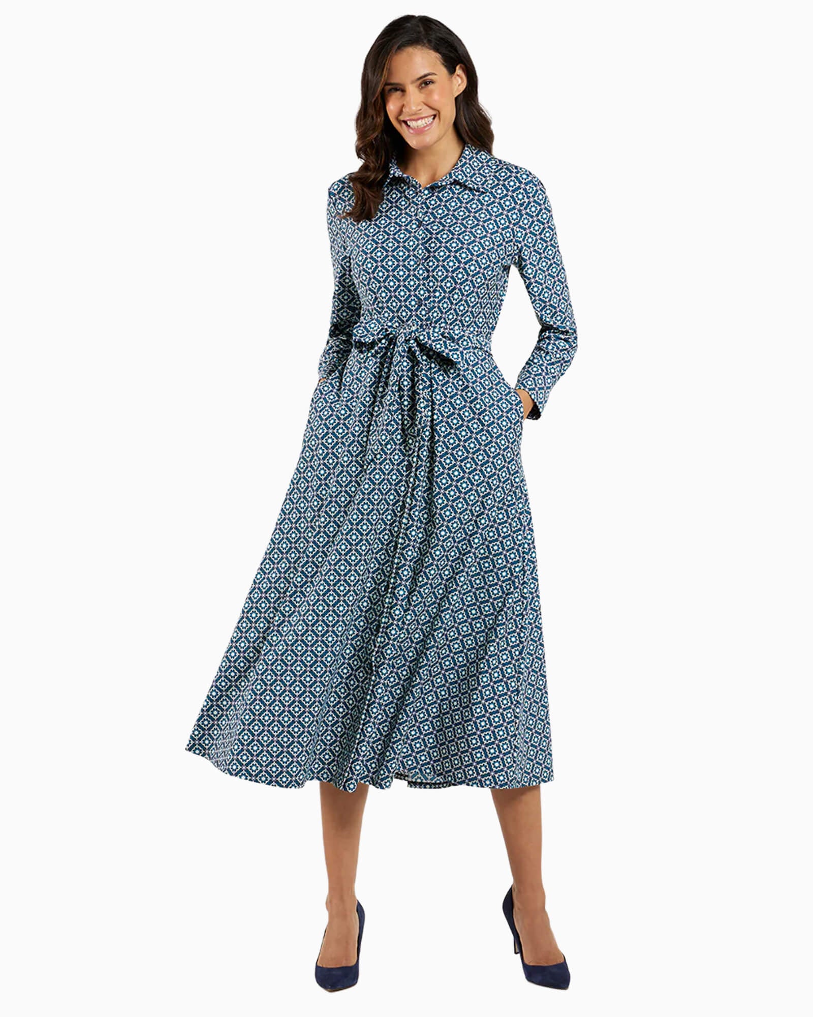 Kitty Dress Floral Mosaic Navy