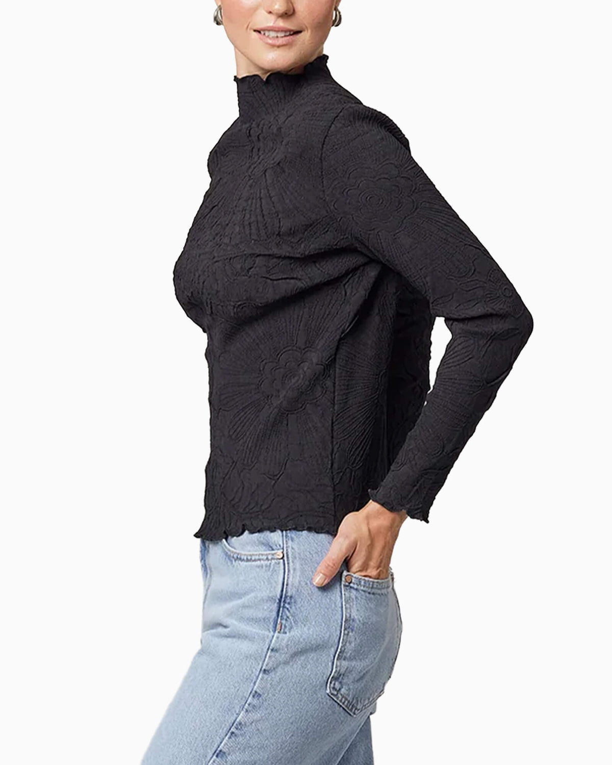 Kylie Lettuce Edge Floral Jacquard Top