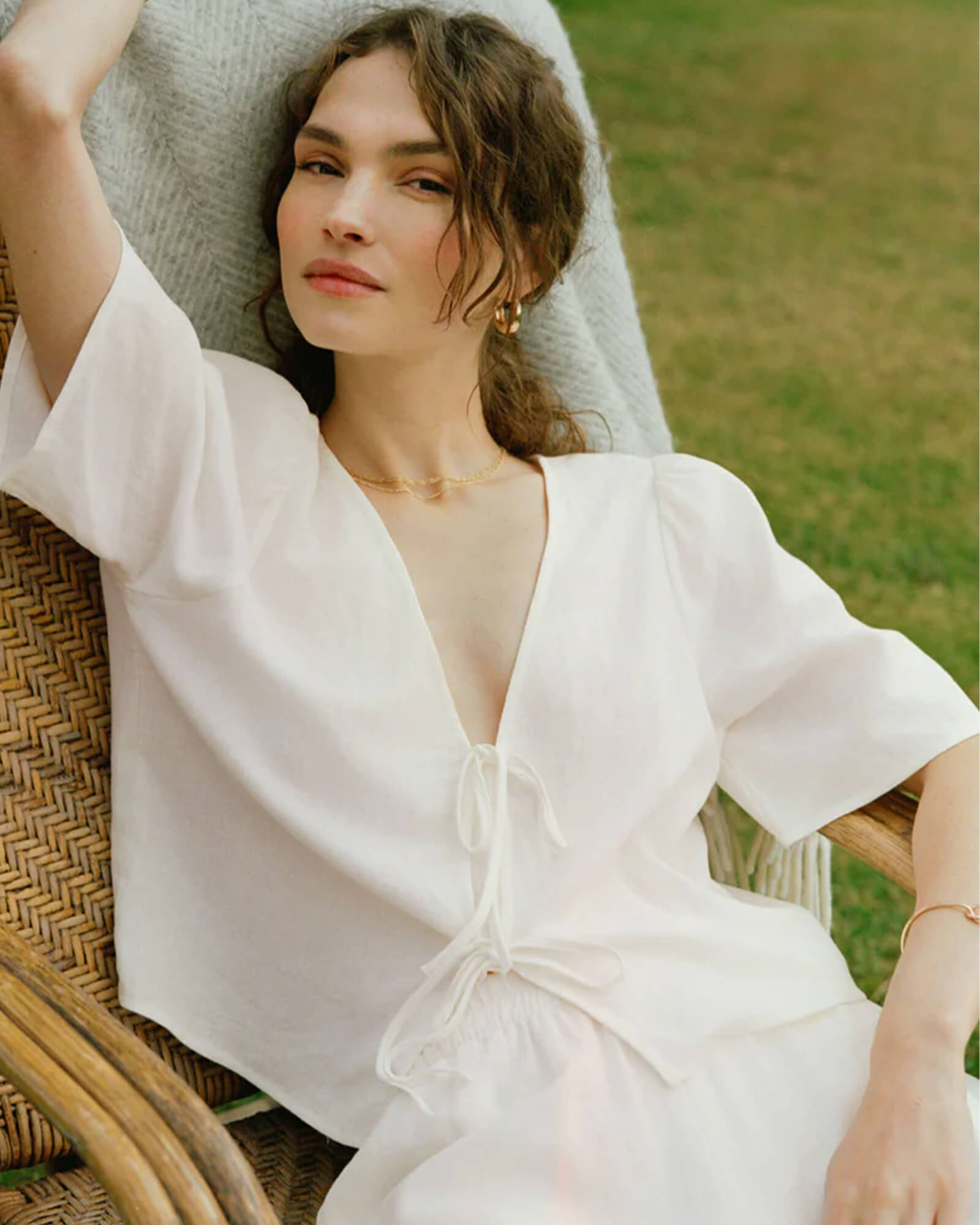 La Belle Linen Cropped Top - Purple Poppy