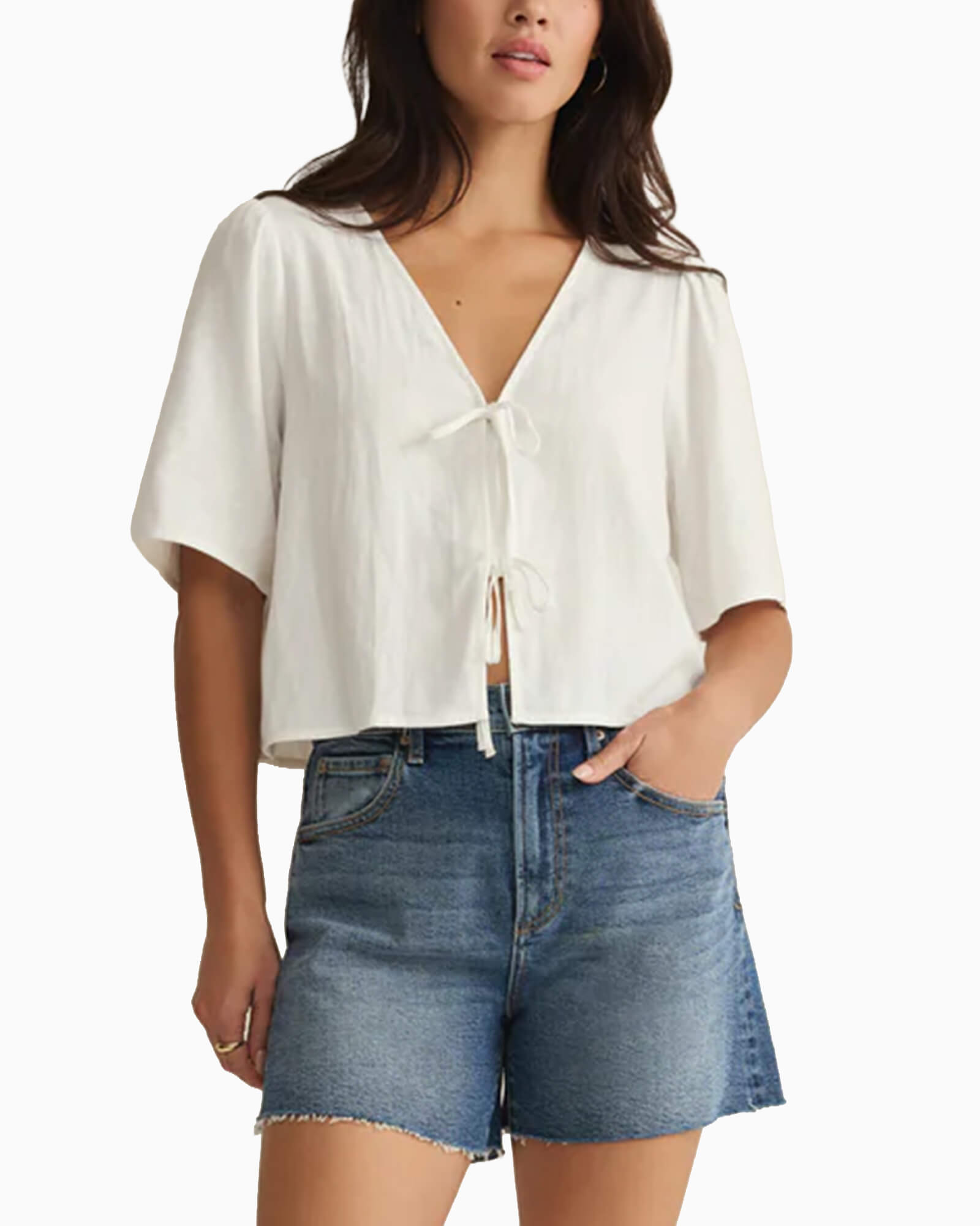 La Belle Linen Cropped Top - Purple Poppy