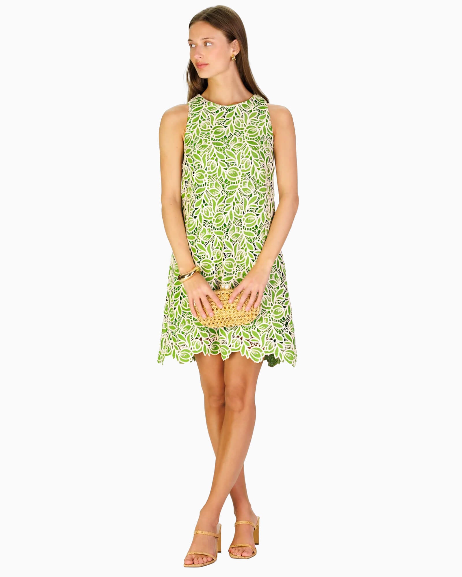 Lace Caroline Dress in Green Tulip Lace - Purple Poppy