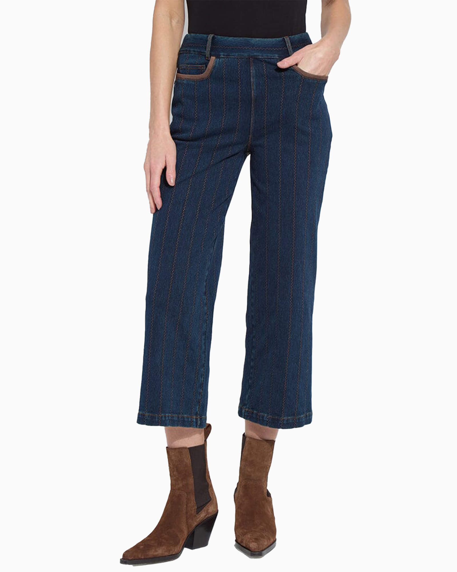 Landon Embroidered Wide Leg Denim