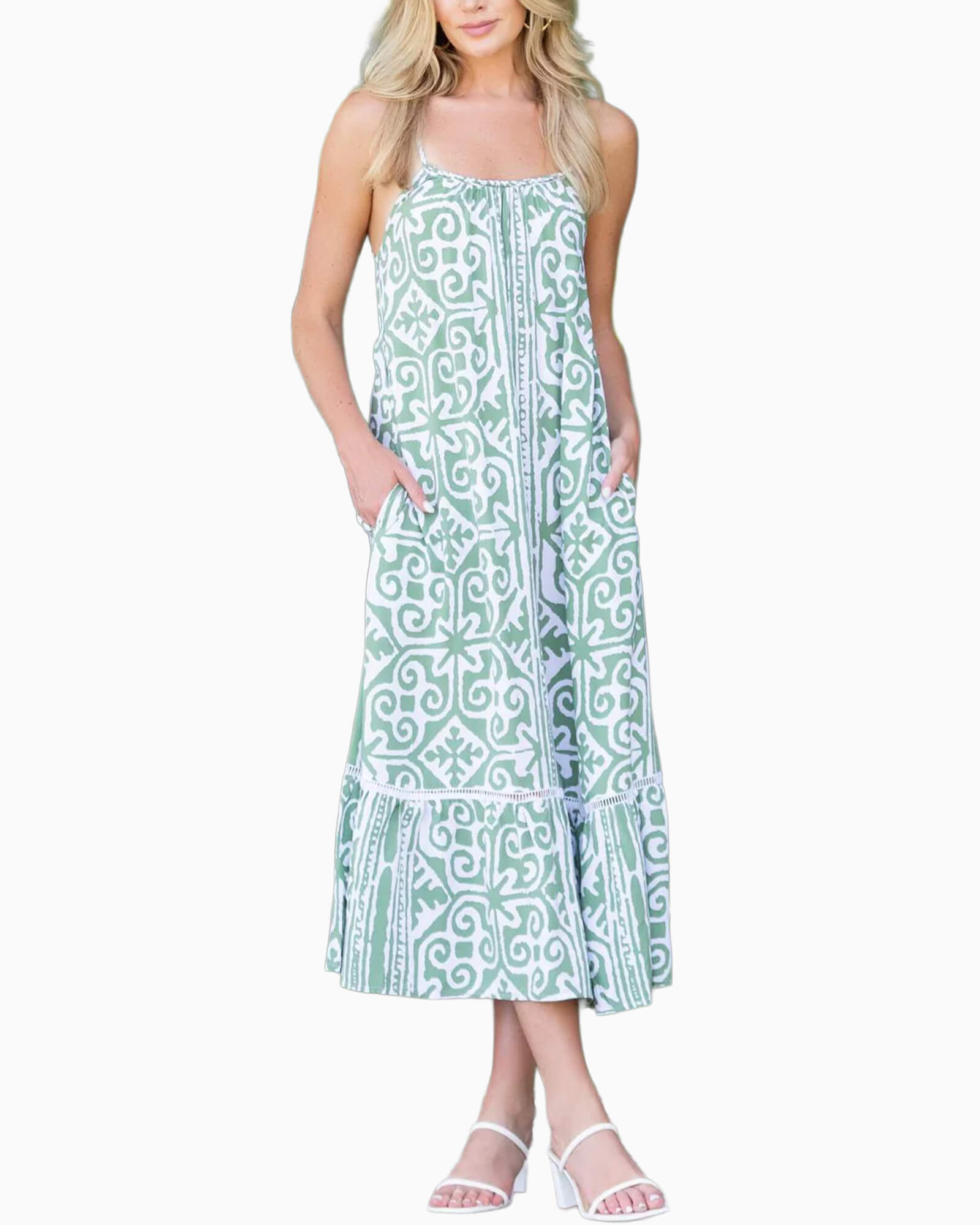 Layla Dress Green Aztec