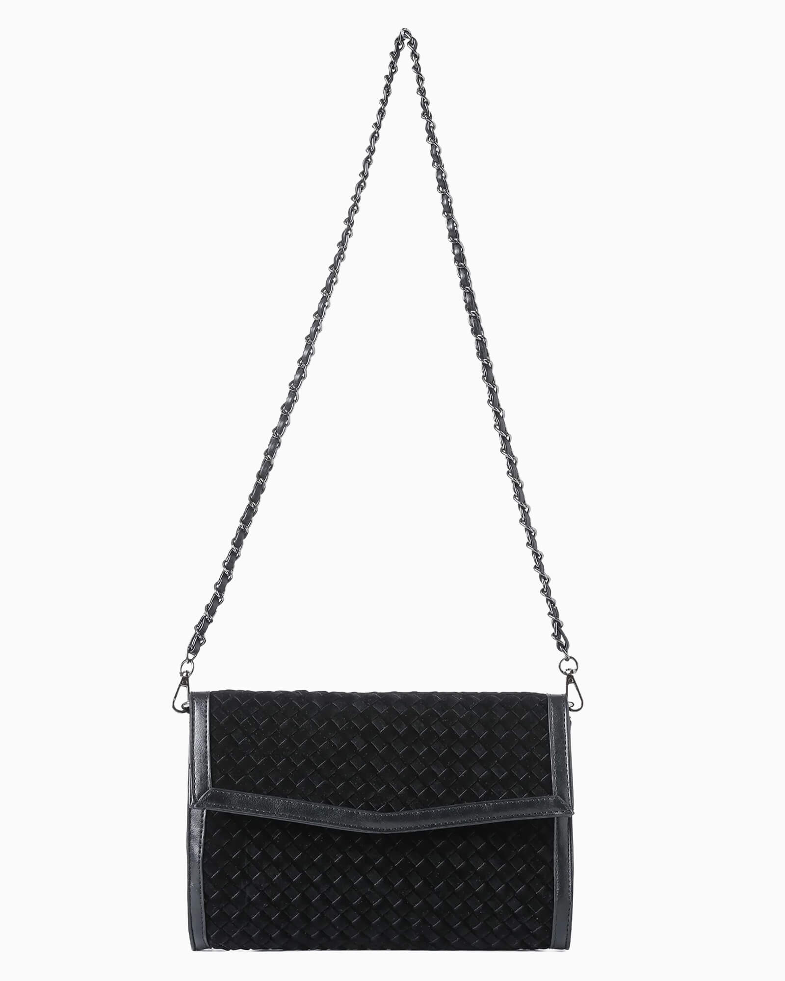 Beth Black Woven Clutch