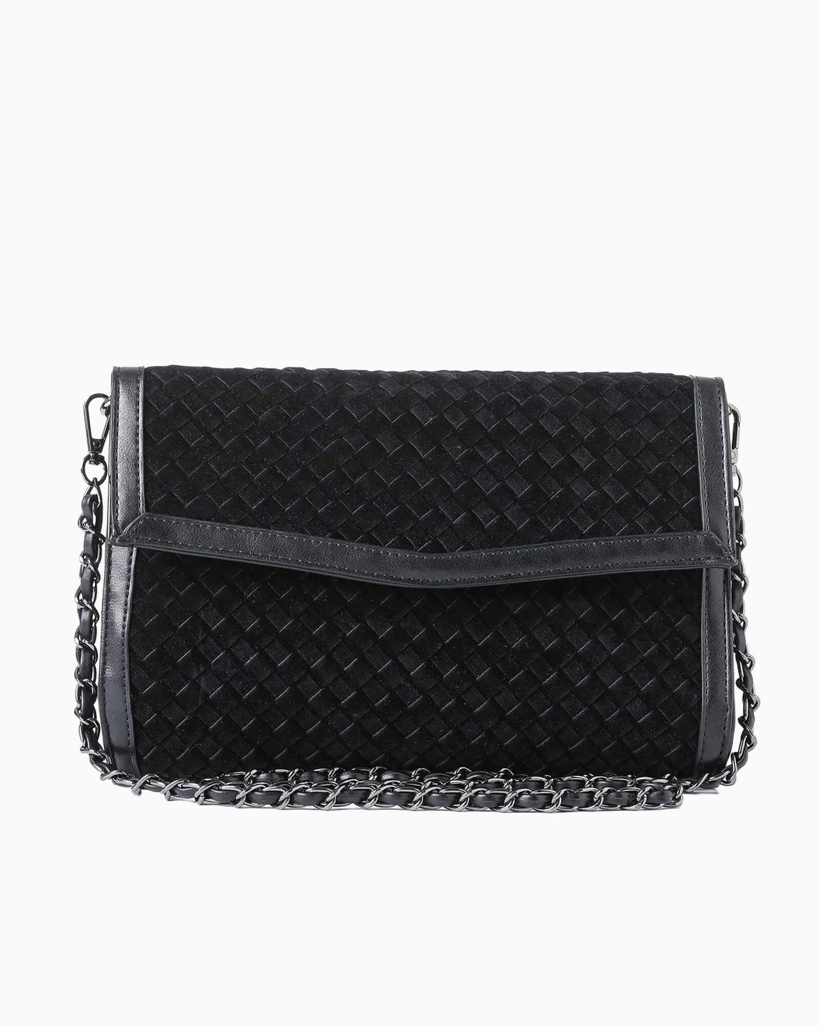 Beth Black Woven Clutch