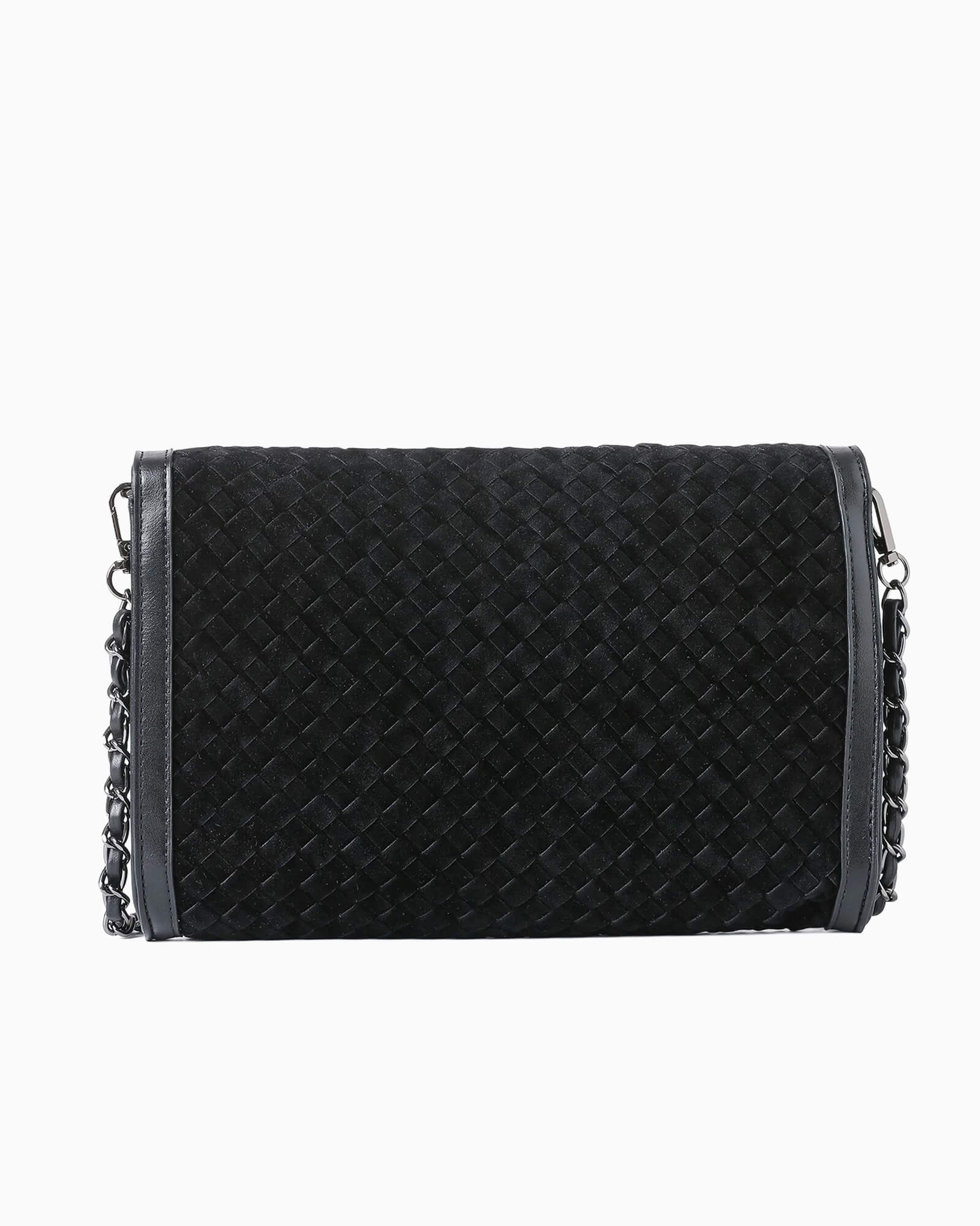 Beth Black Woven Clutch
