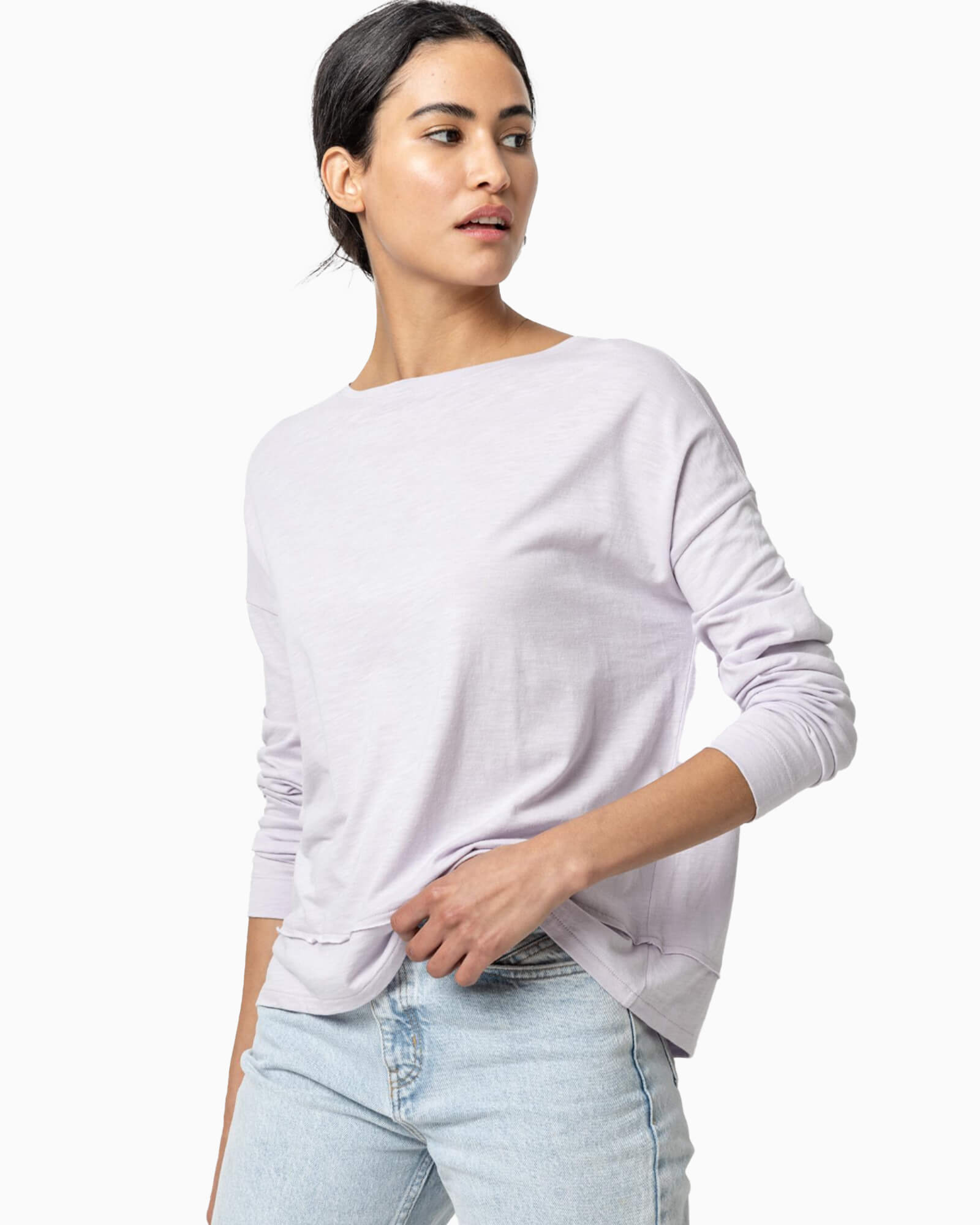 Lilla P Wide Hem Drop Shoulder Boatneck - Purple Poppy