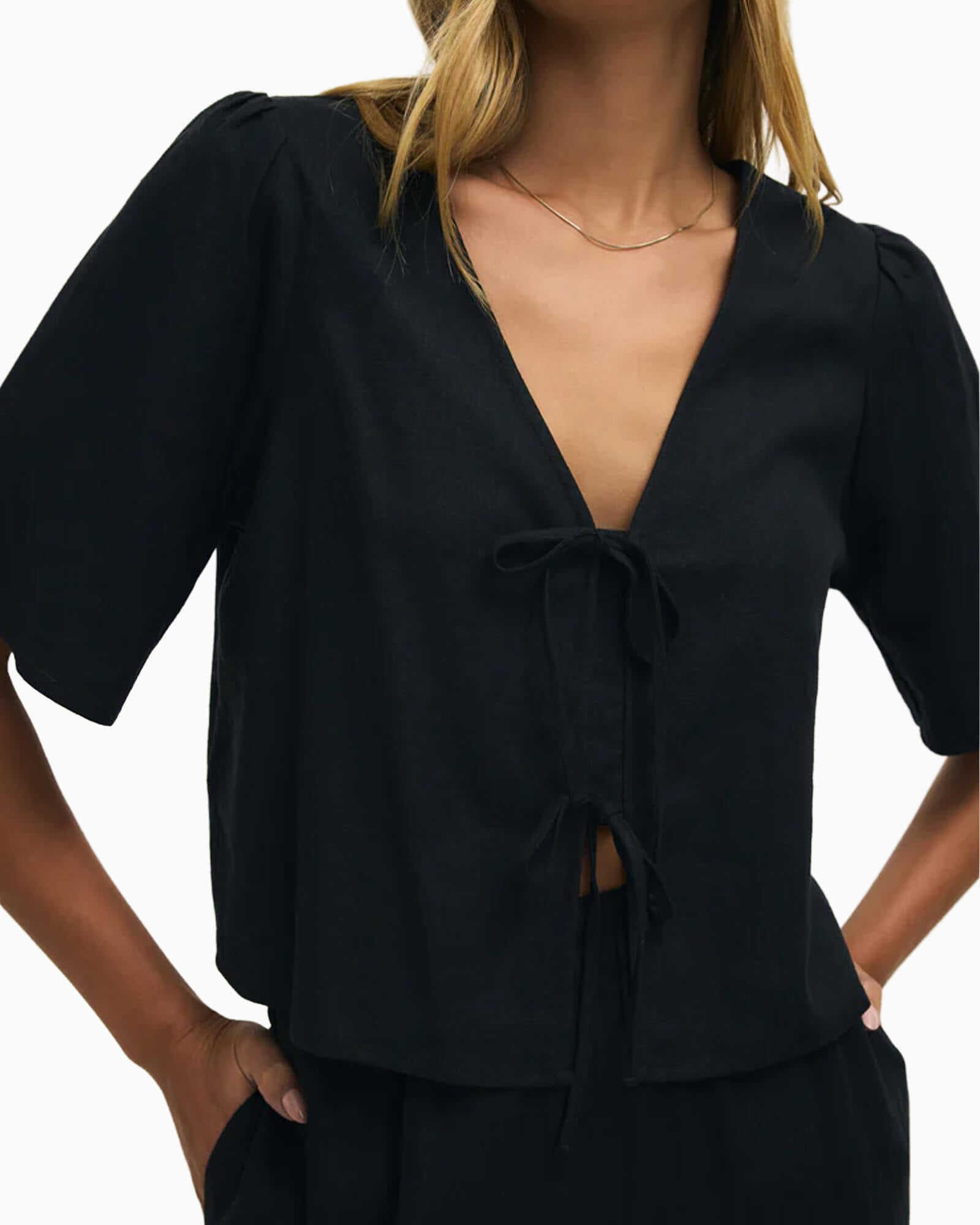 La Belle Linen Cropped Top