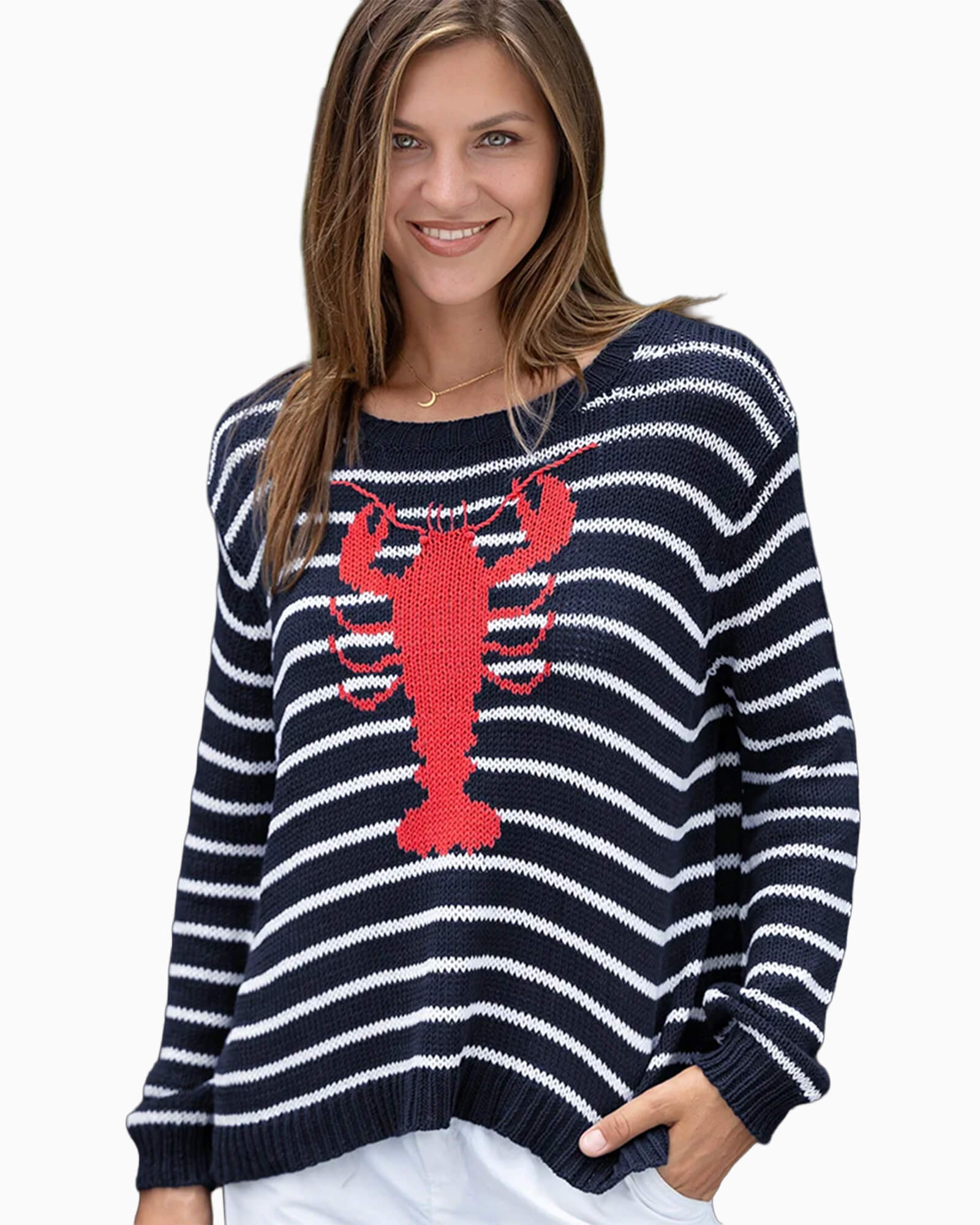 Lobster Stripe Cotton Crew