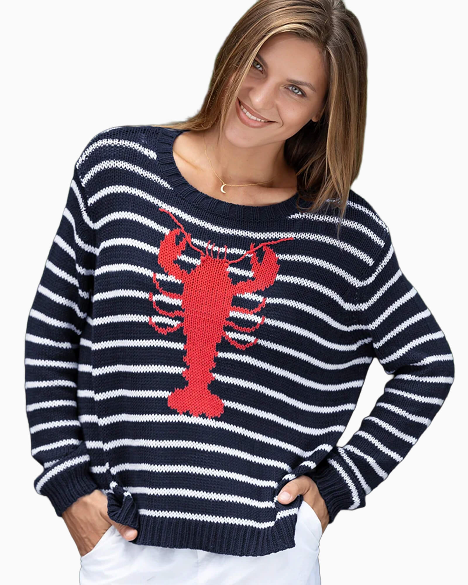 Lobster Stripe Cotton Crew