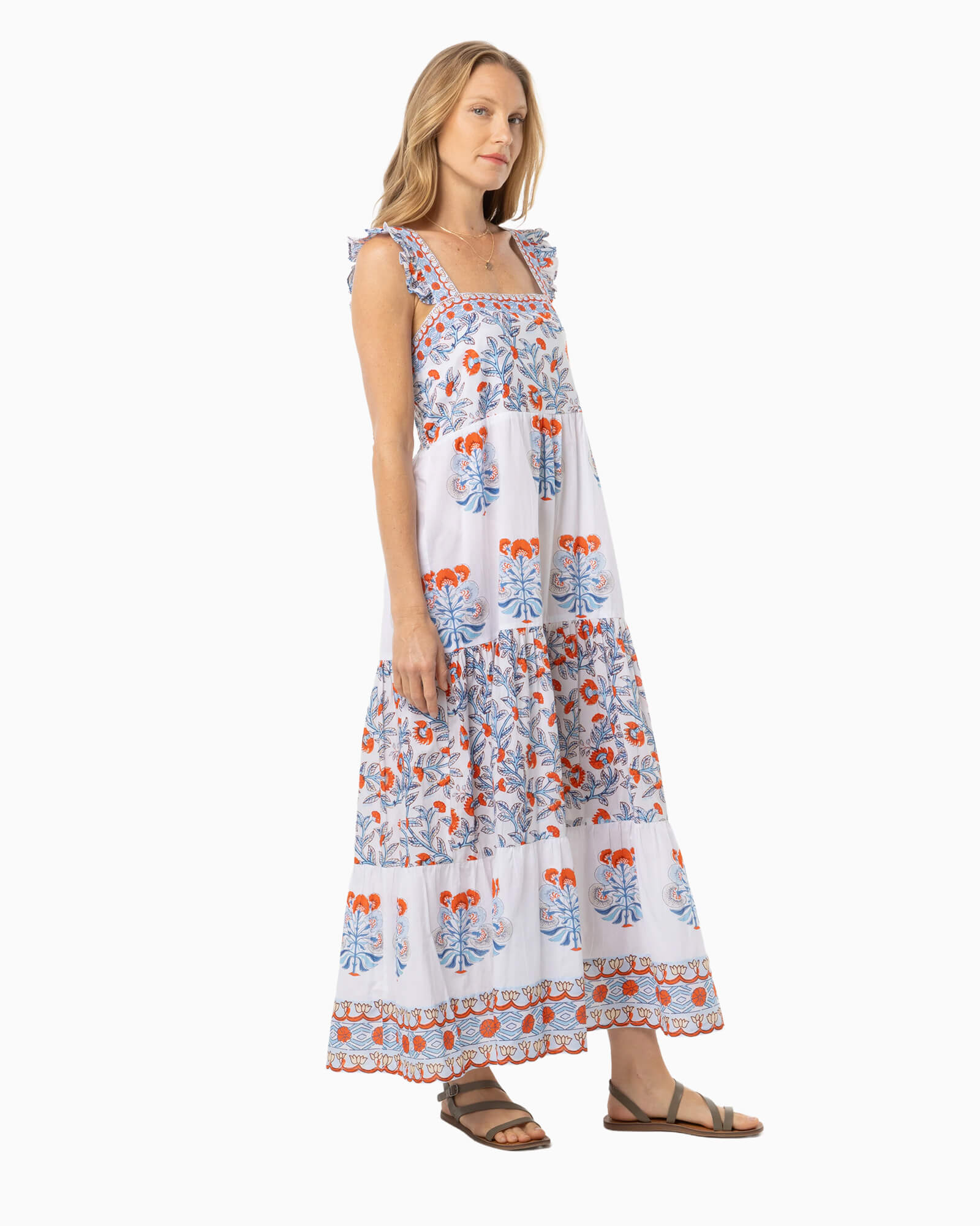 Magda Dress Blue/Orange