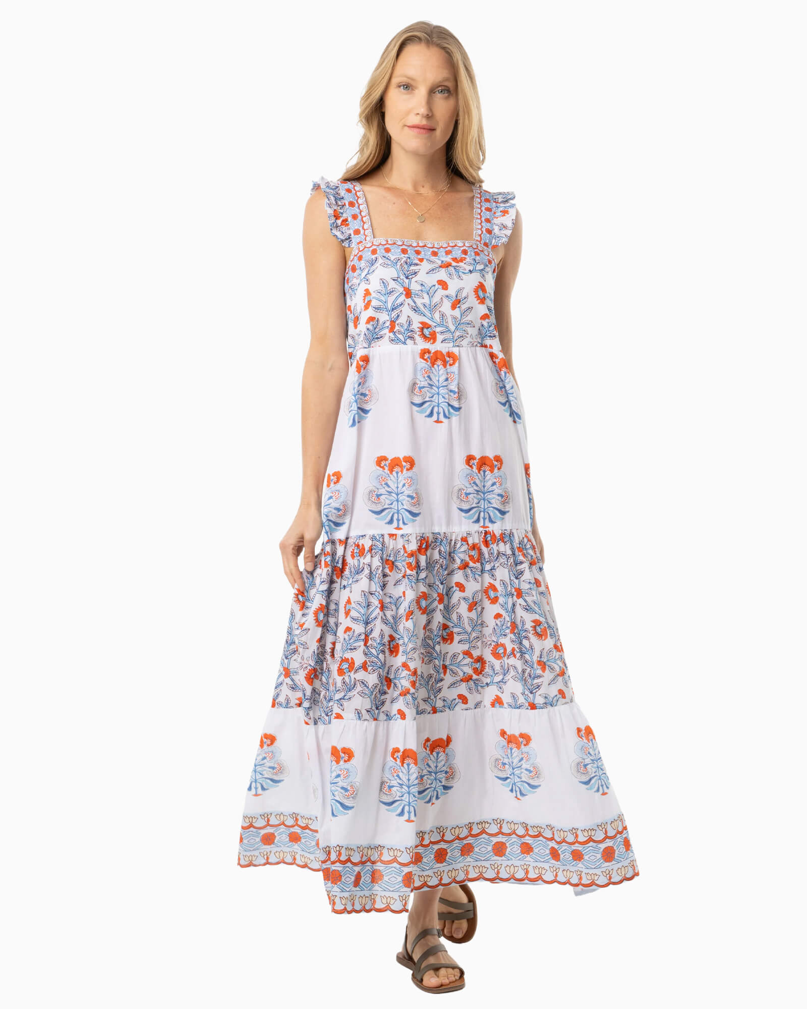 Magda Dress Blue/Orange