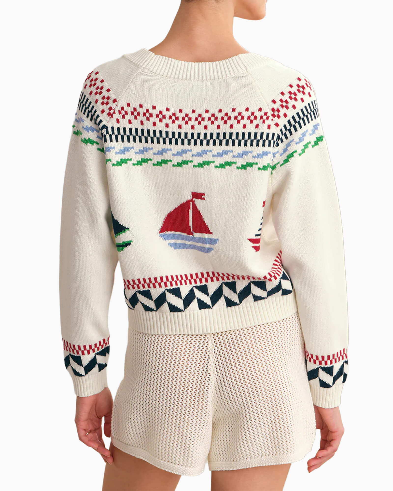 Marina Nautical Button Front Cardigan - Purple Poppy