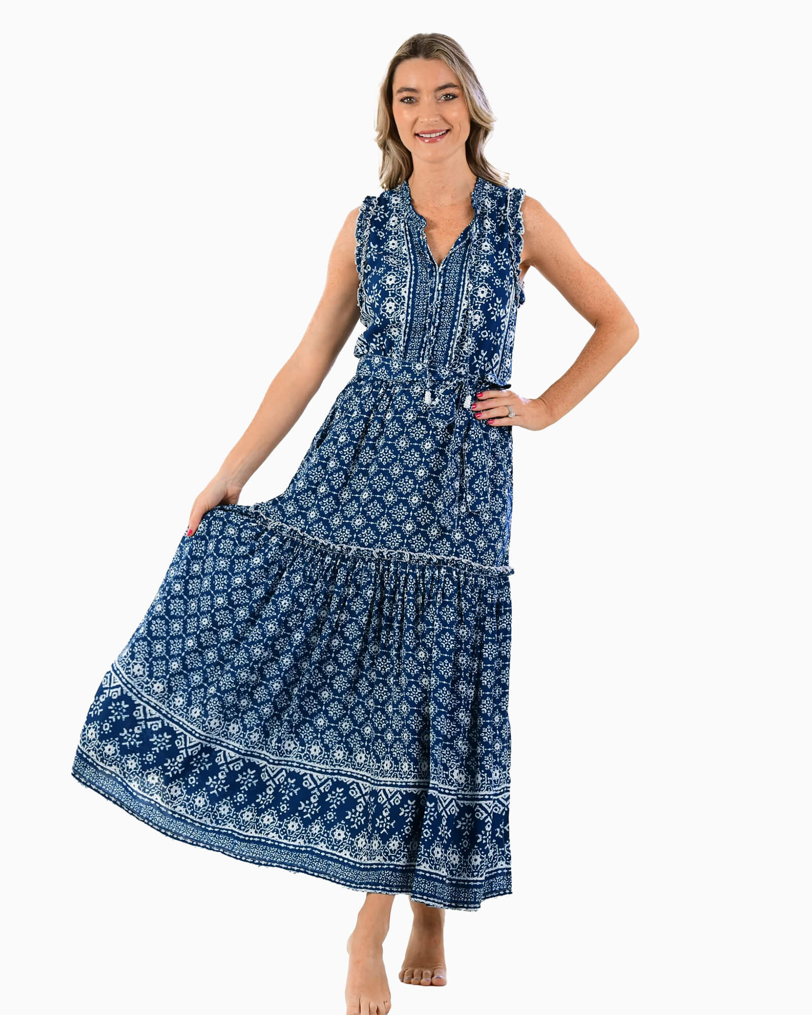 Walker & Wade Alexis Dress Indigo Geo