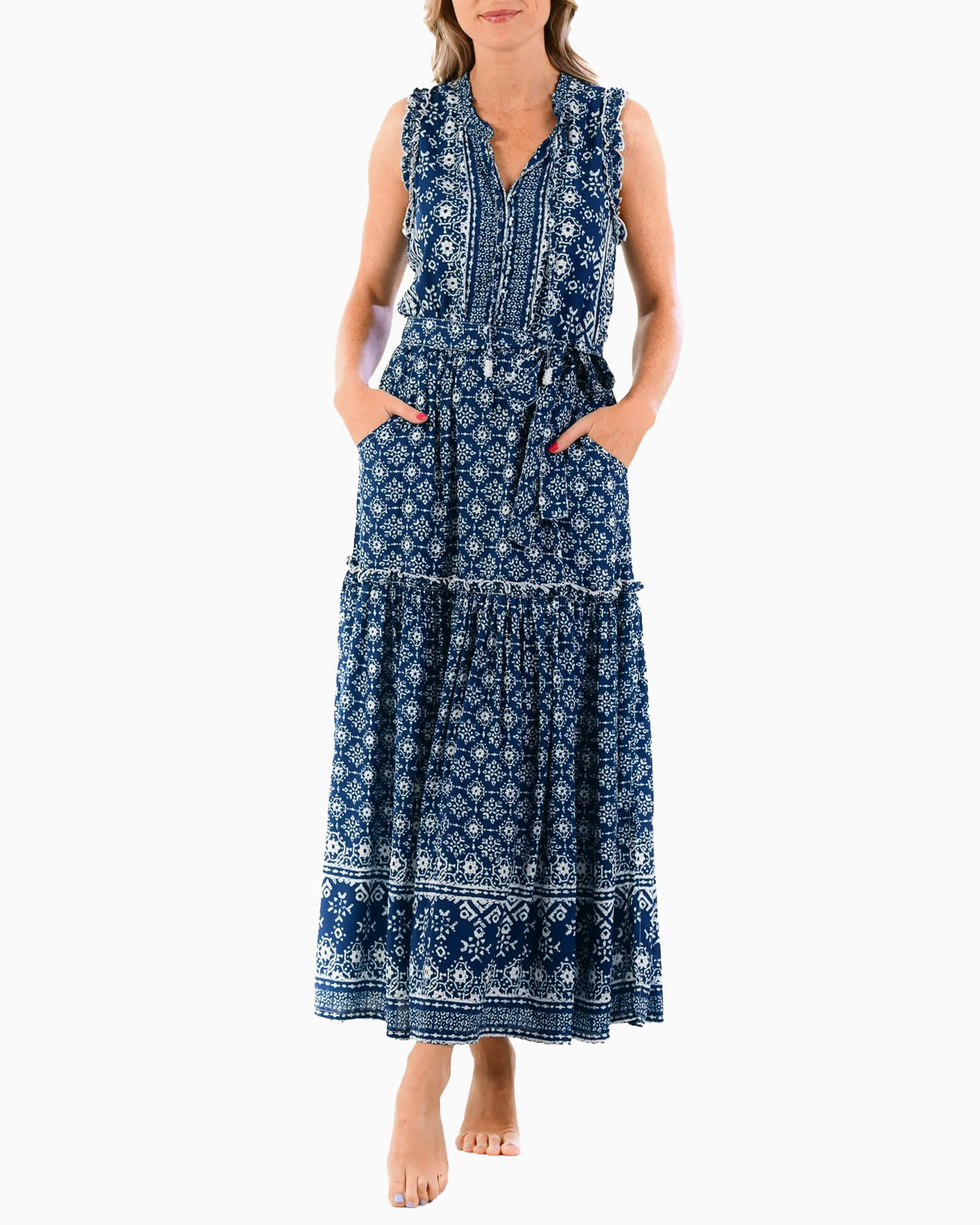 Walker & Wade Alexis Dress Indigo Geo