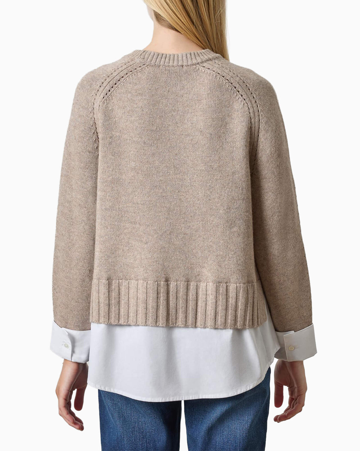 Mixed Media Crewneck Sweater Birch