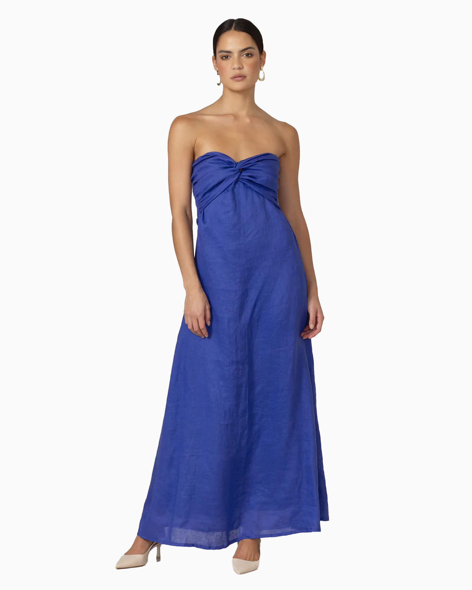 Melody Linen Maxi Dress Nordic Blu