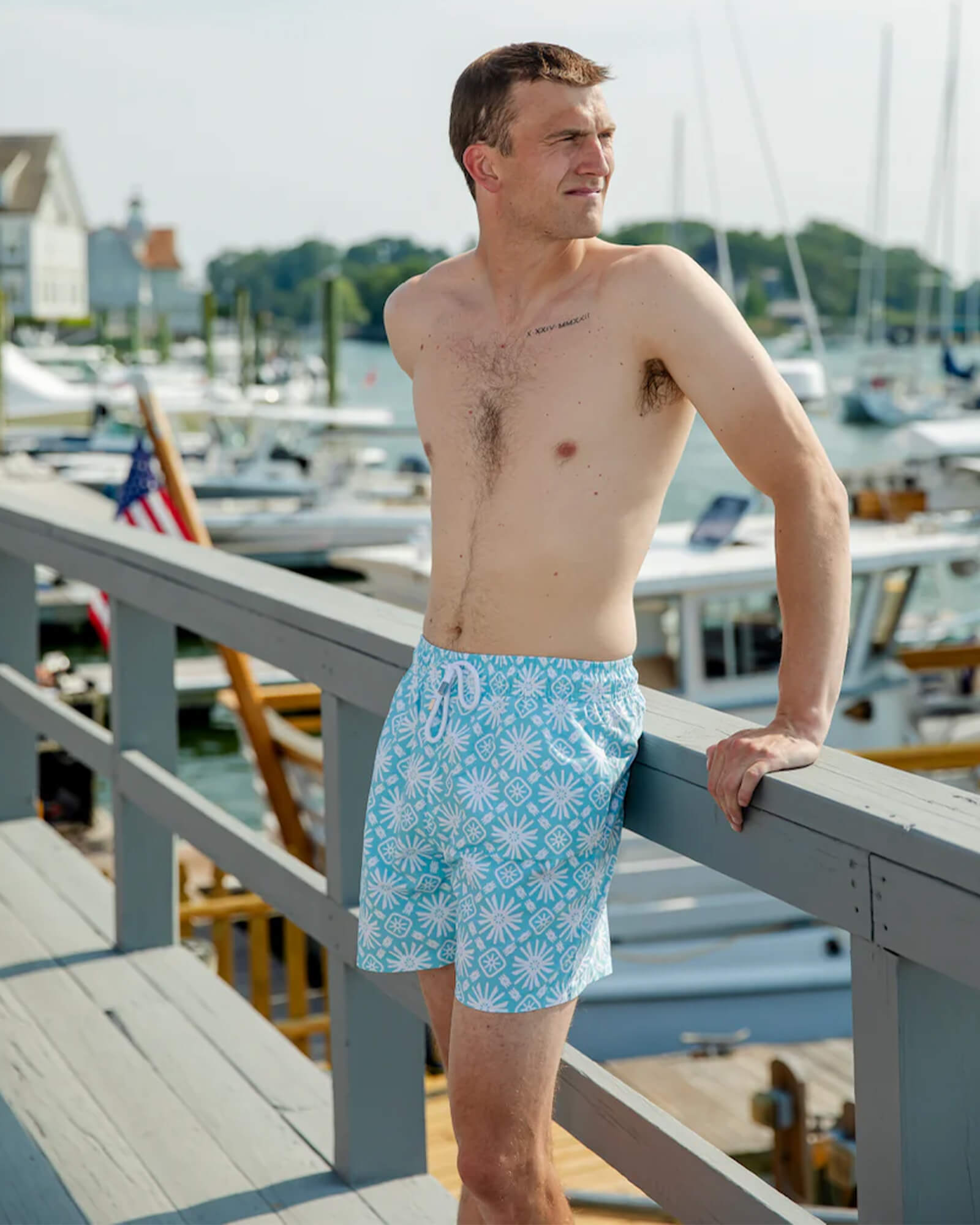 Sunburst Print Men's Bathing Suit