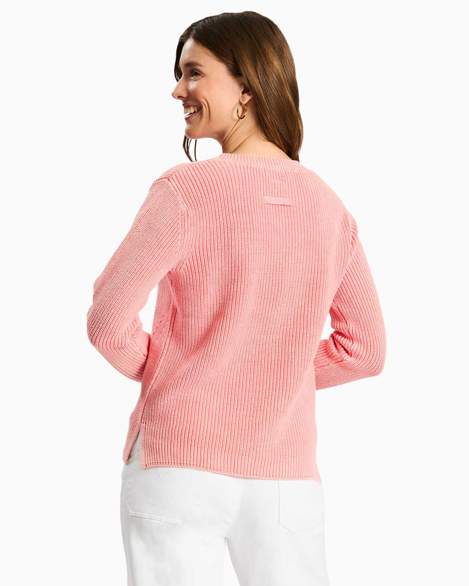 Mineral Wash V Neck Sweater Shell Pink - Purple Poppy