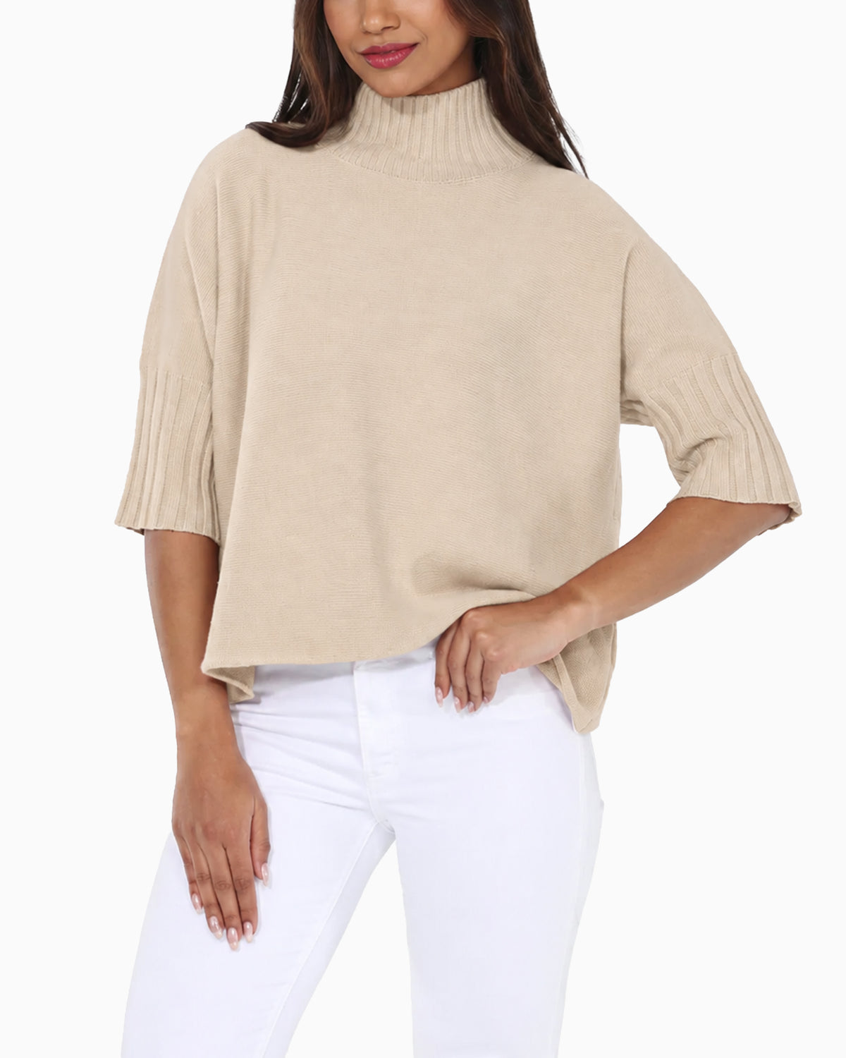 Mock Neck Swing Sweater Mocha