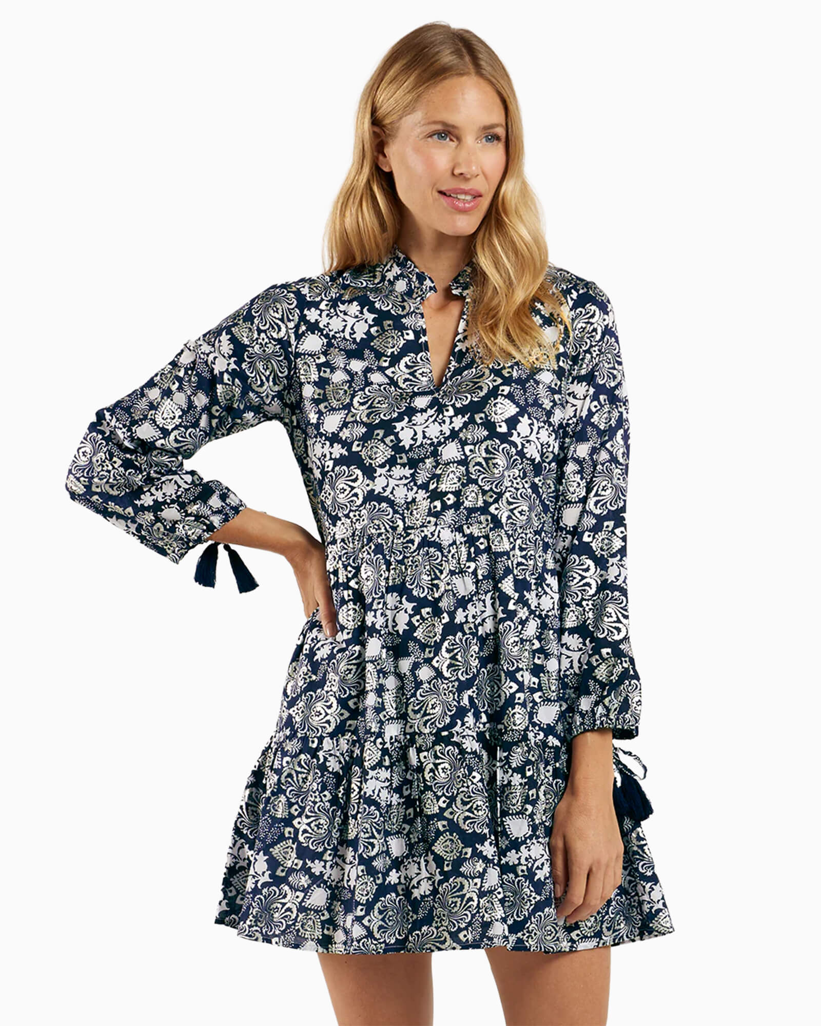 Monaco Dress Boho Sterling Navy