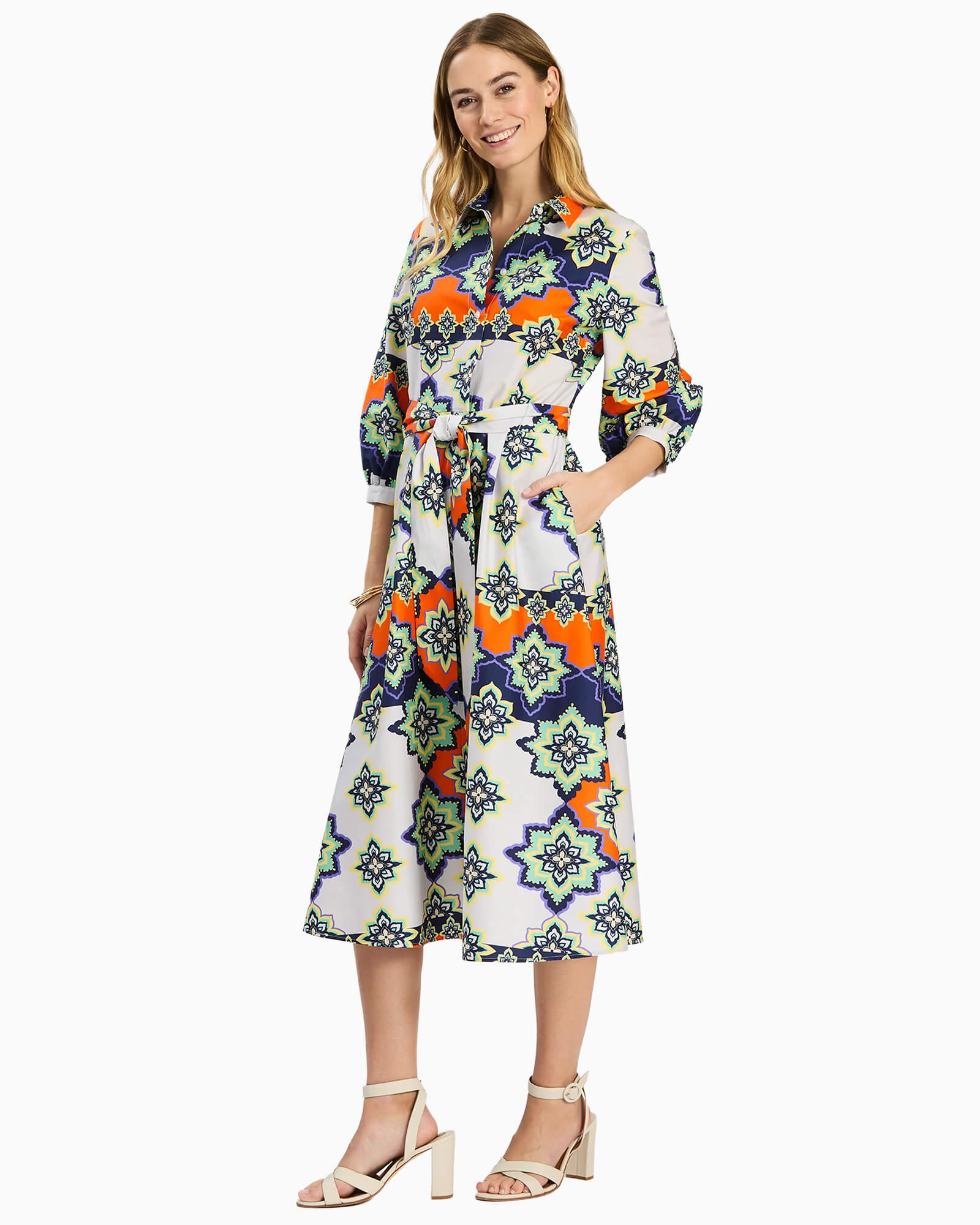Sloane Mosaic Midi Dress - Purple Poppy