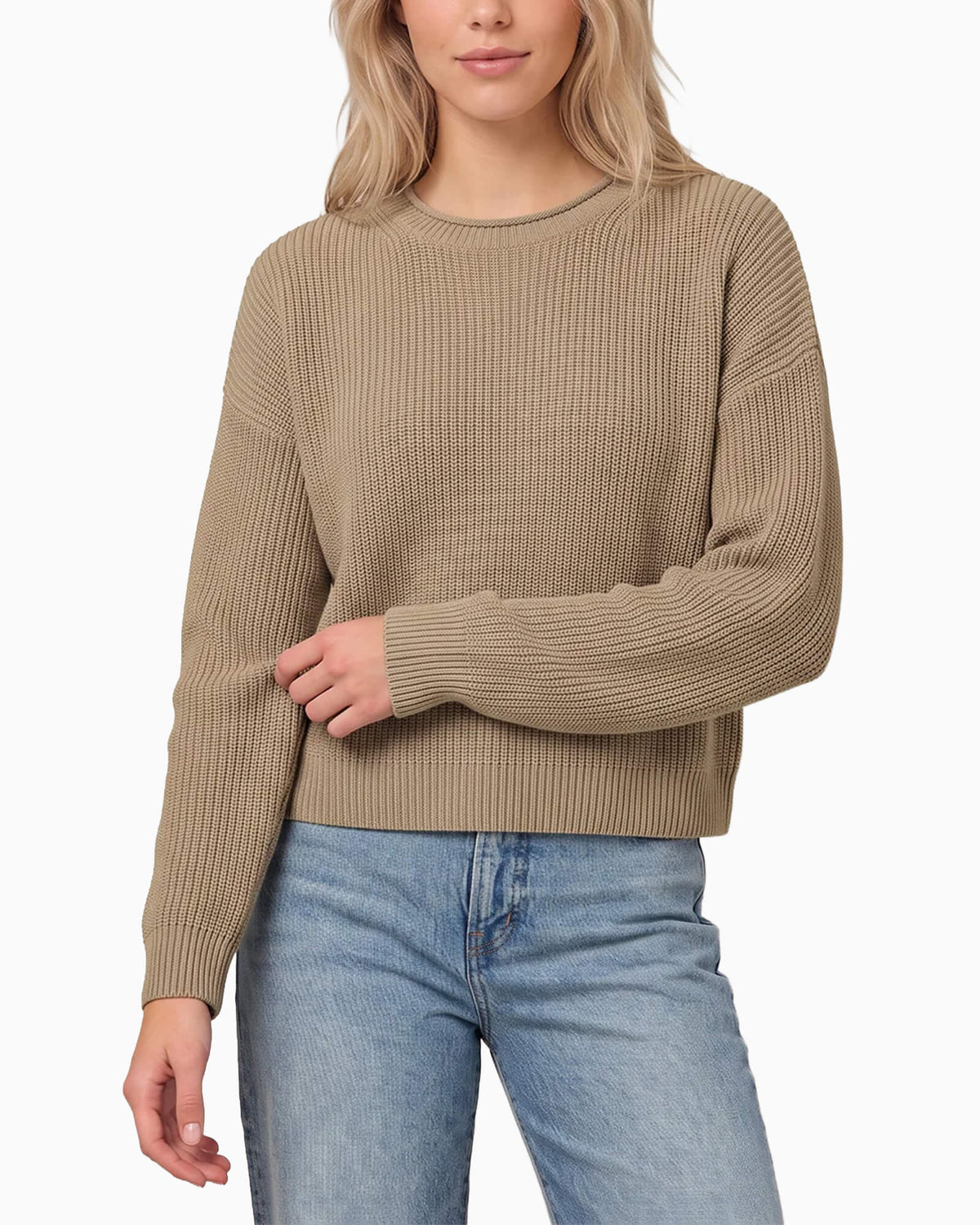 Daphne Cropped Cotton Pullover Mushroom