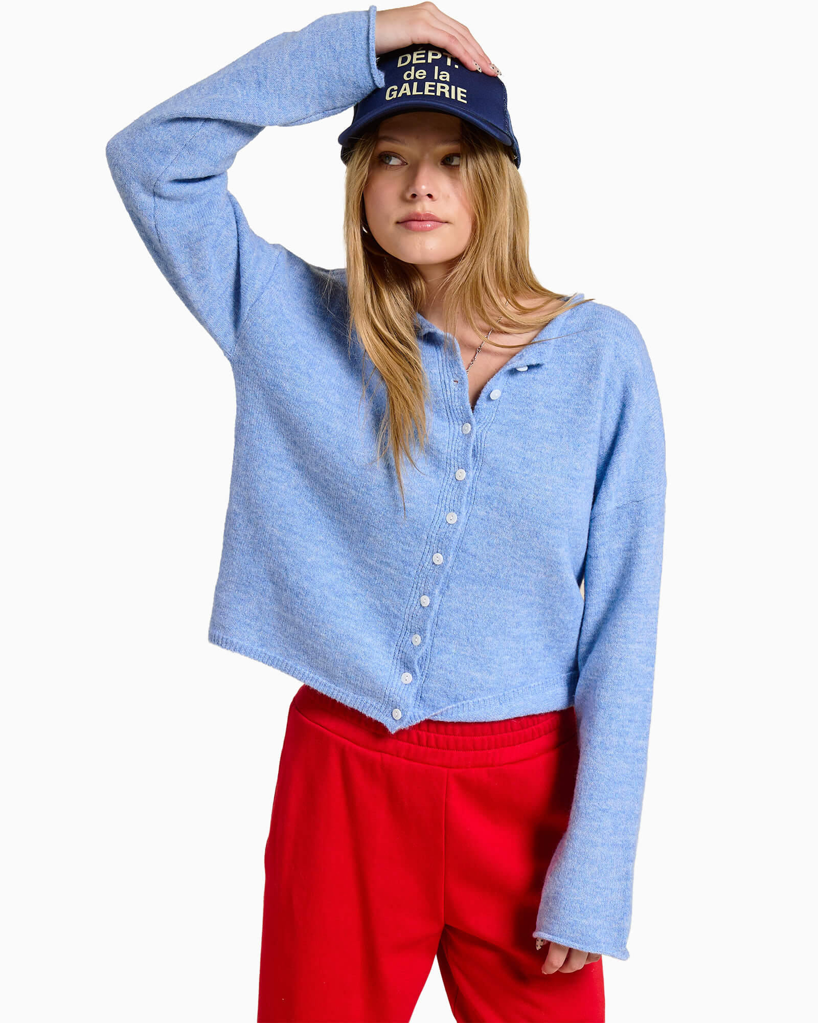 Essential Button Down Cardigan Top Ocean
