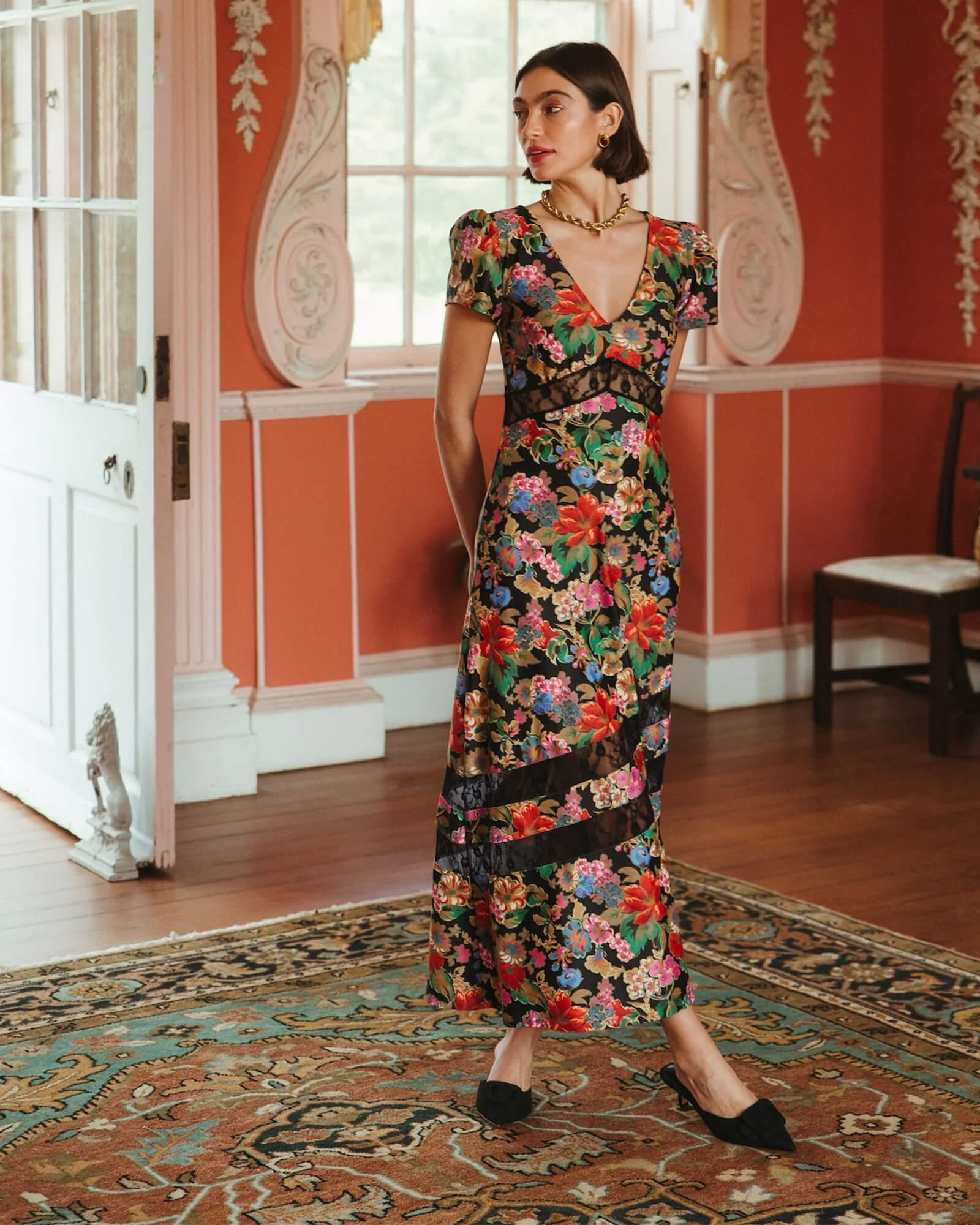 The Octavia Dress Midnight Petals
