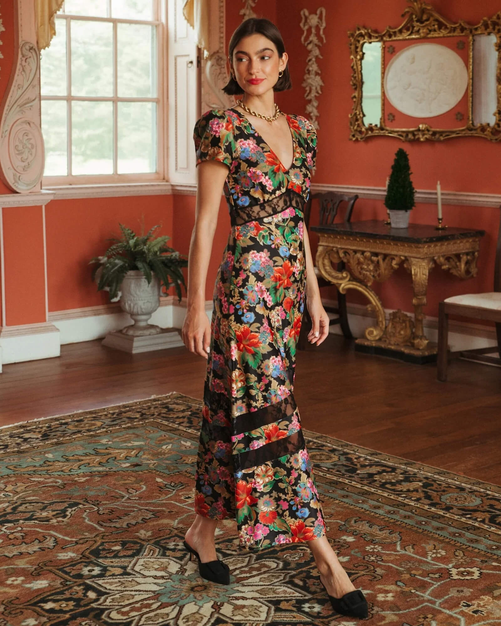 The Octavia Dress Midnight Petals