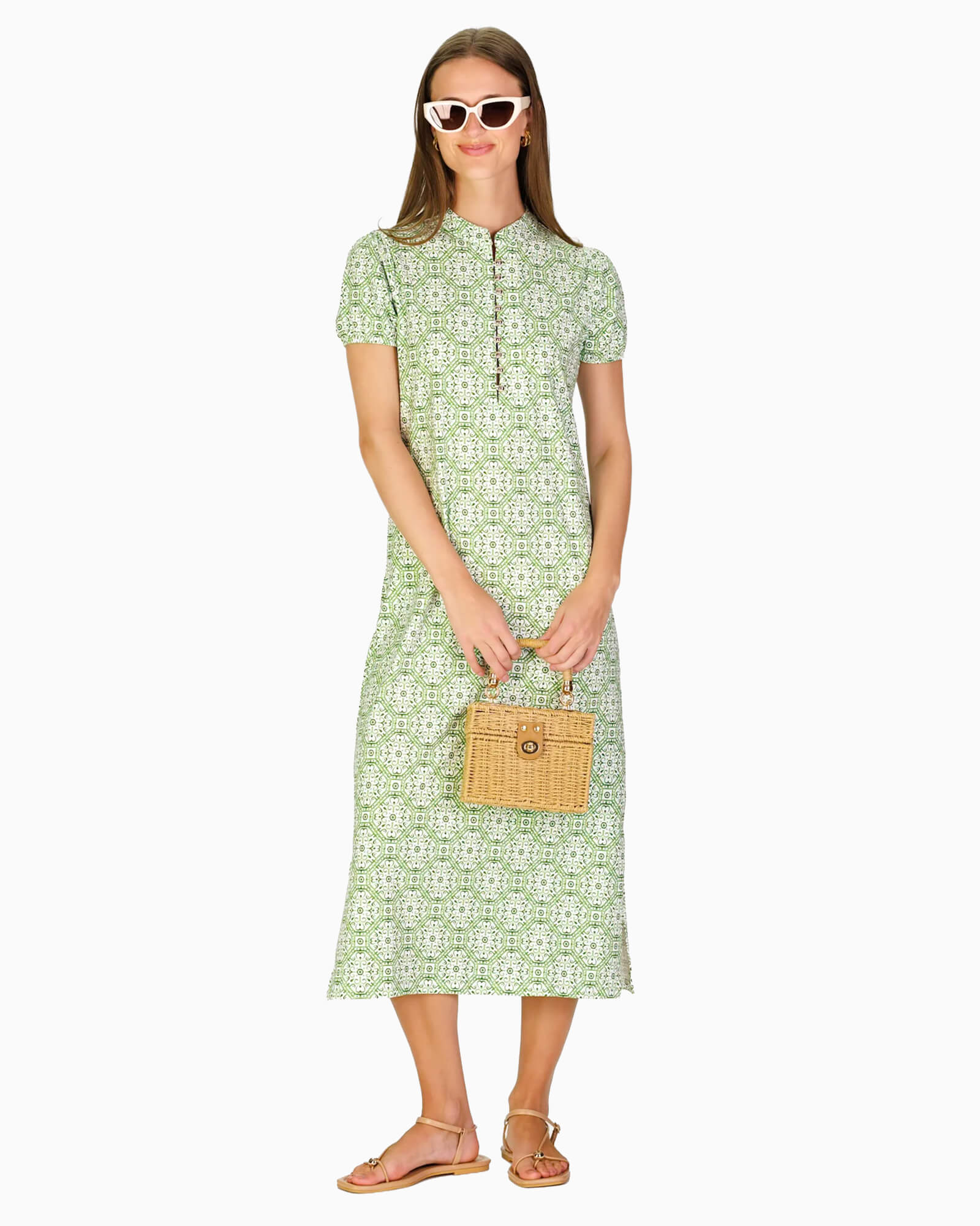 Ophelia Dress in Ivy Courtyard - Purple Poppy